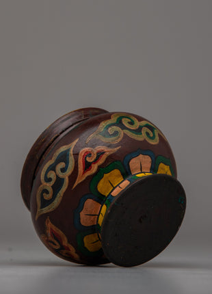 Buddhist Decorative Pot | Handcrafted Wooden Pot for Sacred Spaces and Rituals