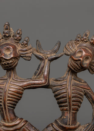 Oxidized copper Citipati statue |  Tibetan Protector Sculpture