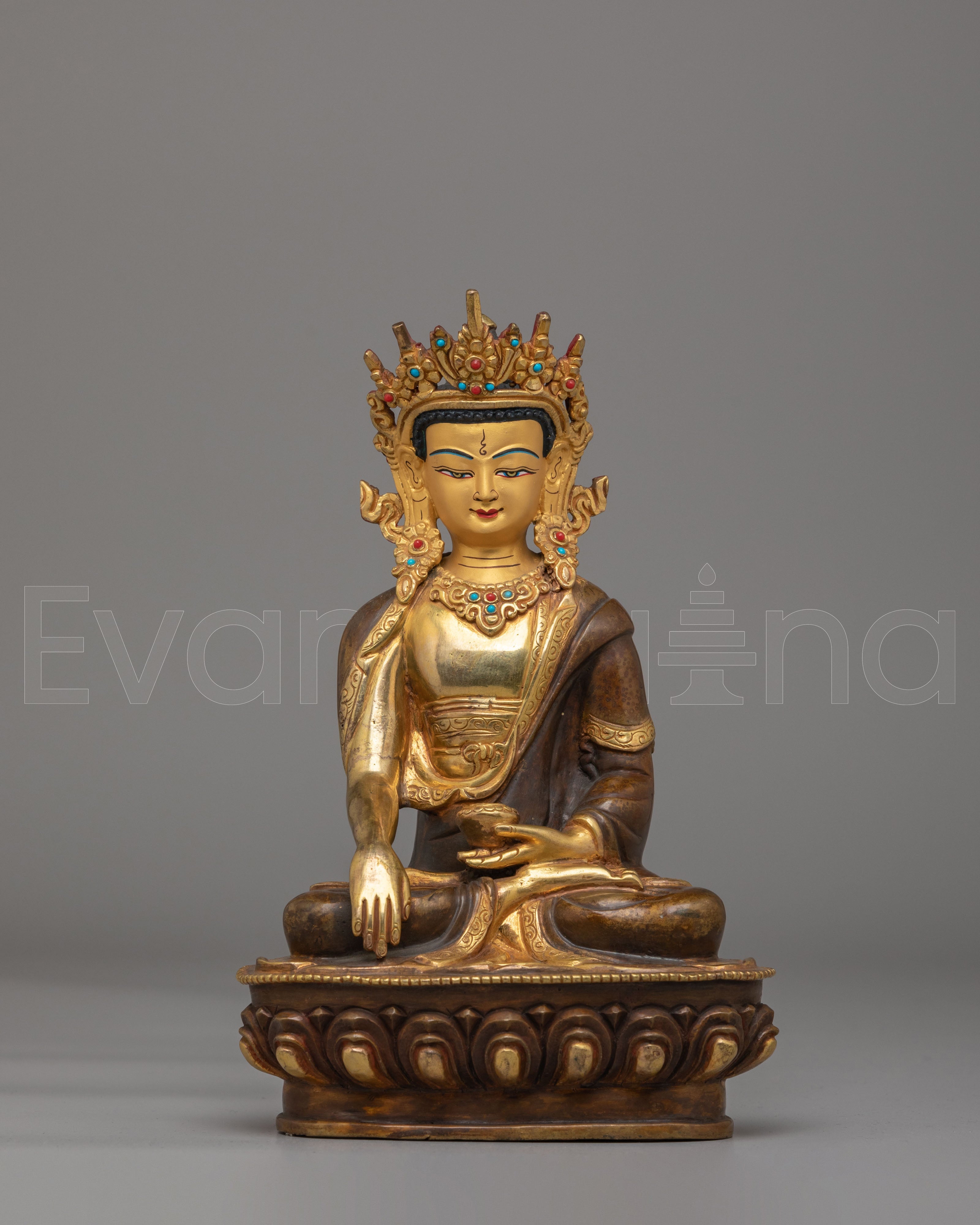 Handmade Crown Shakyamuni Buddha Statue