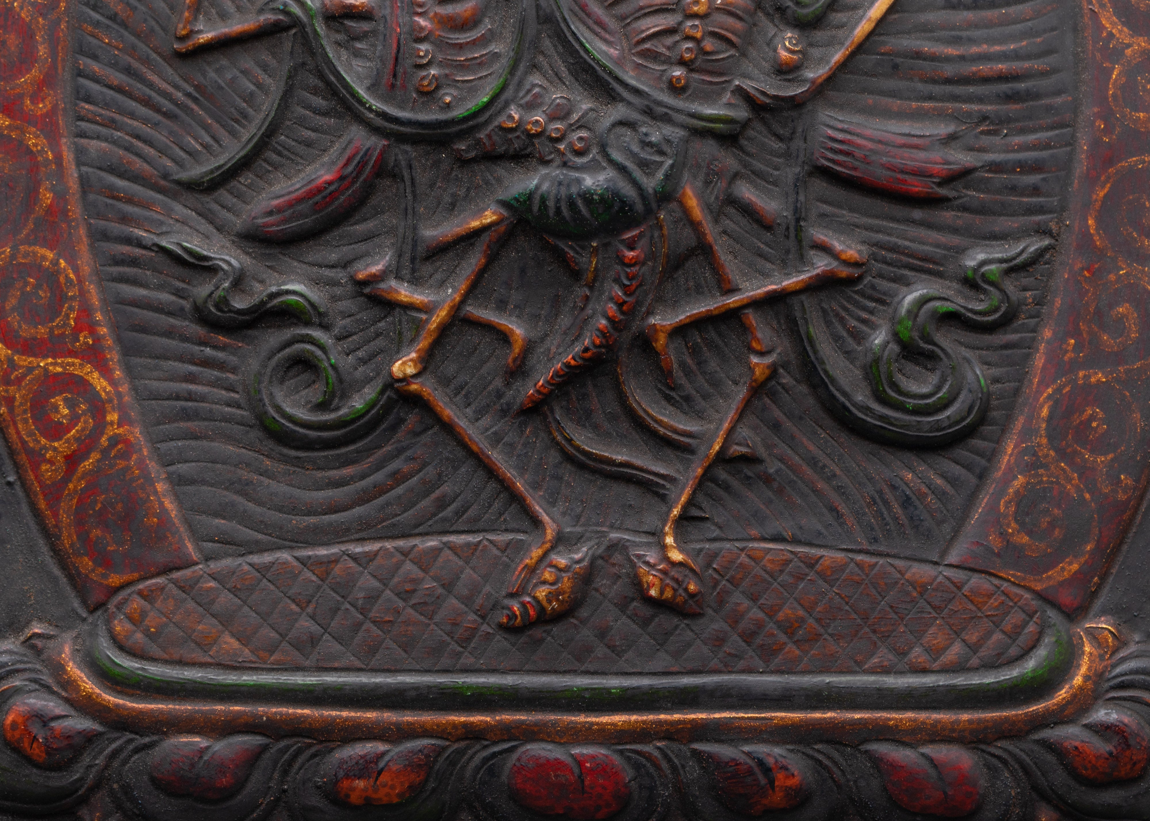 Tibetan Chitipati Deity Wall Art Hanging | Handcrafted Copper Art for Spiritual Spaces