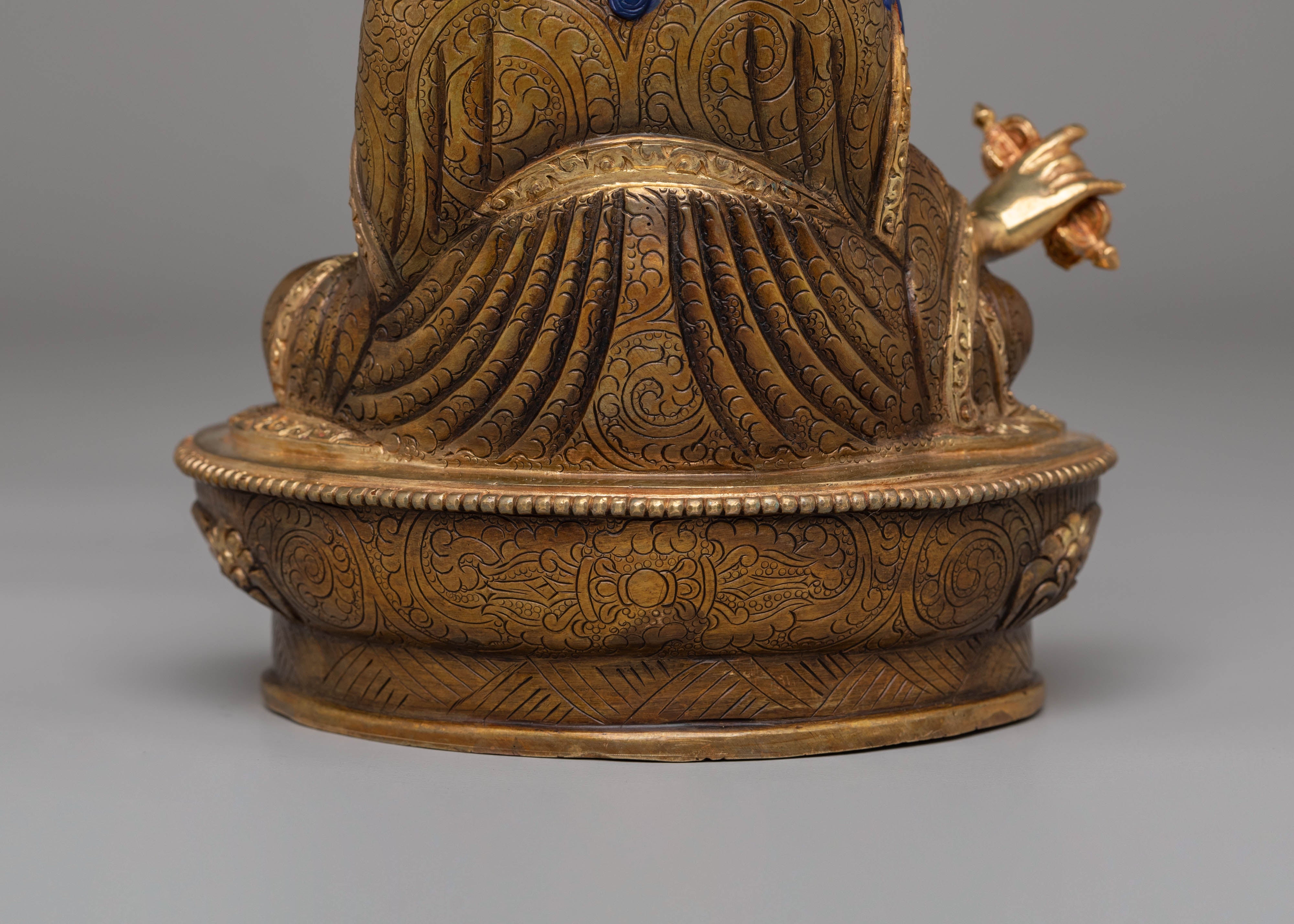 24k Gold Glided Statue of Guru Rinpoche | Divine Representation of Wisdom