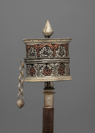 Copper and Wood Tibetan Prayer Wheel |  Spiritual Tool for Daily Prayers and Mindfulness