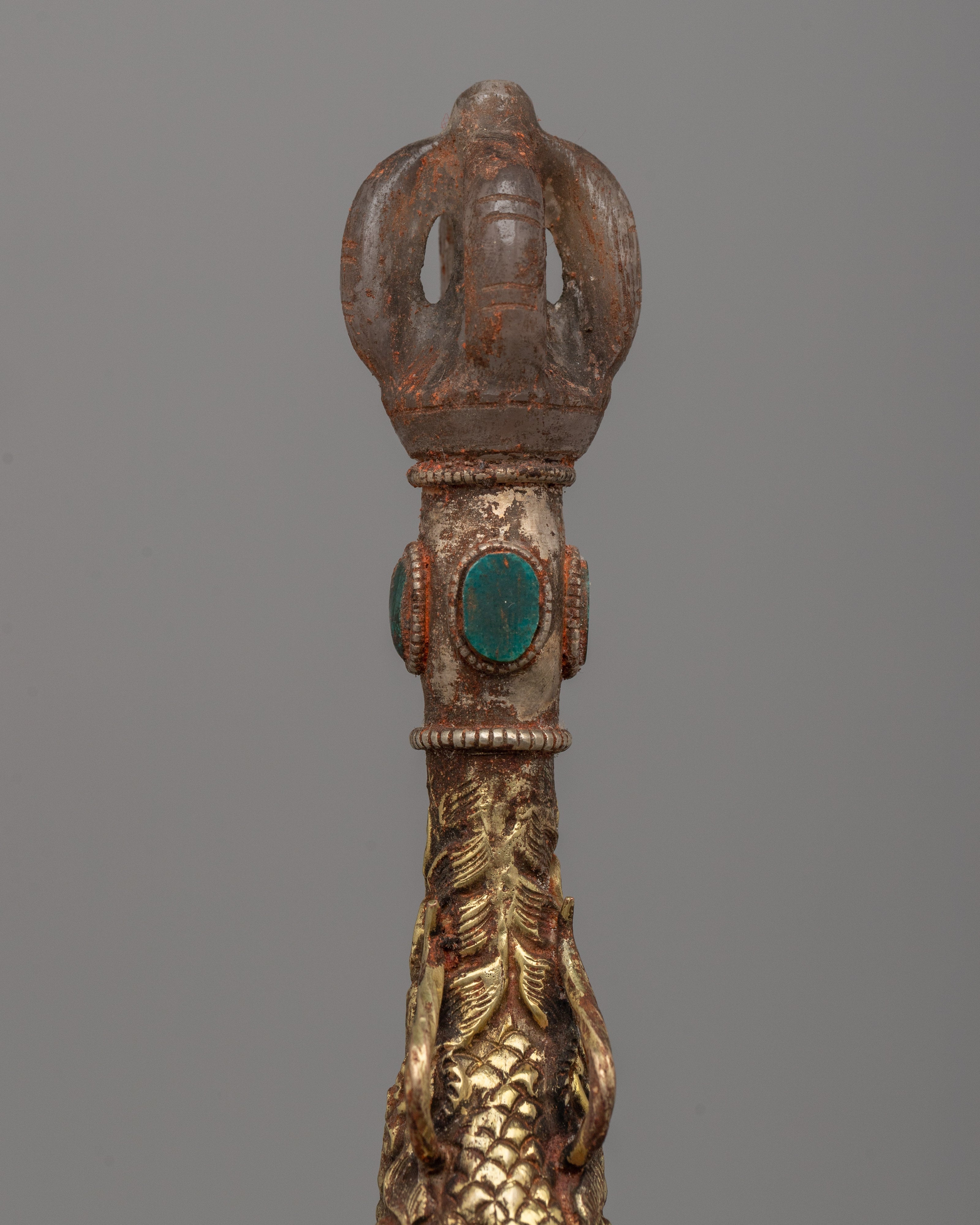 Crystal Kila Phurba | Sacred Ritual Dagger with Silver Plating