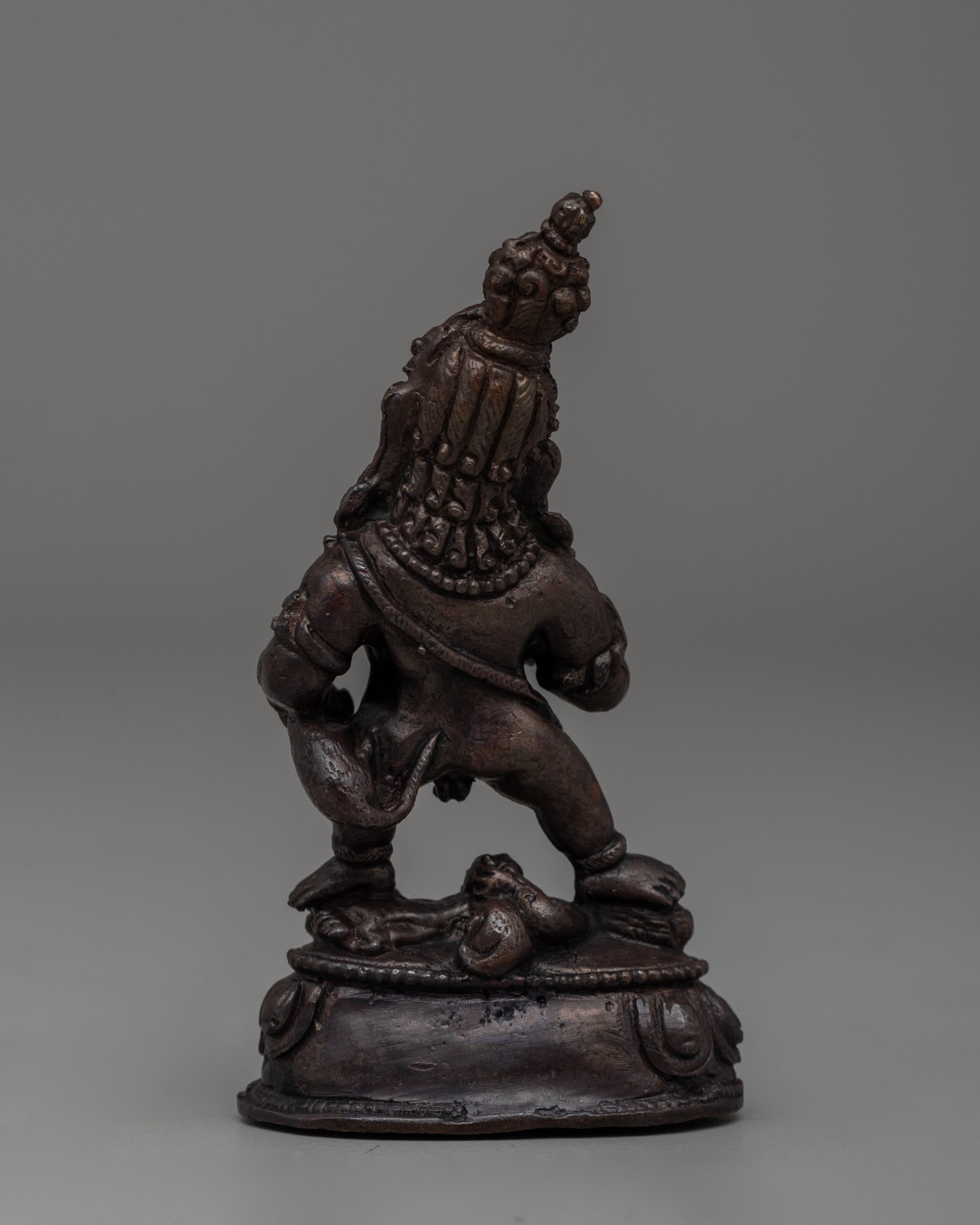Handmade Oxidized Copper Standing Black Dzambhala Statue |  A Wealth Deity for Abundance
