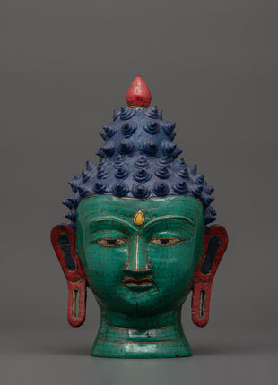 Large Brass Buddha Head Statue