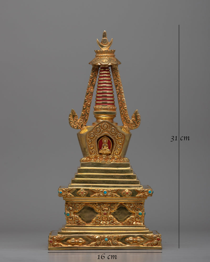 Traditional Buddhist Altar Stupa  | Sacred Buddhist Decor for Blessings and Enlightenment