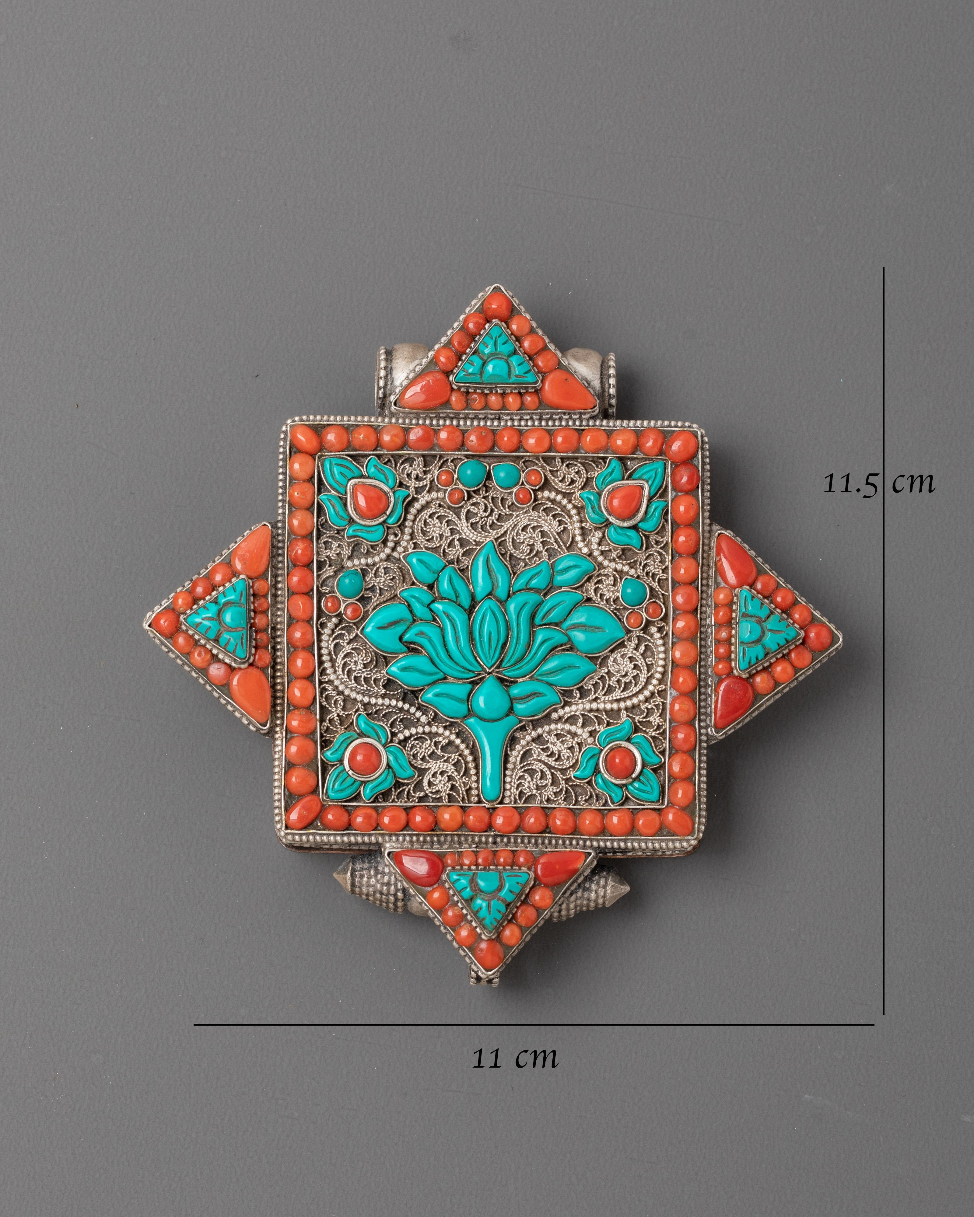 Ghau Box with Semi Precious Stones | Handcrafted Silver Ghau