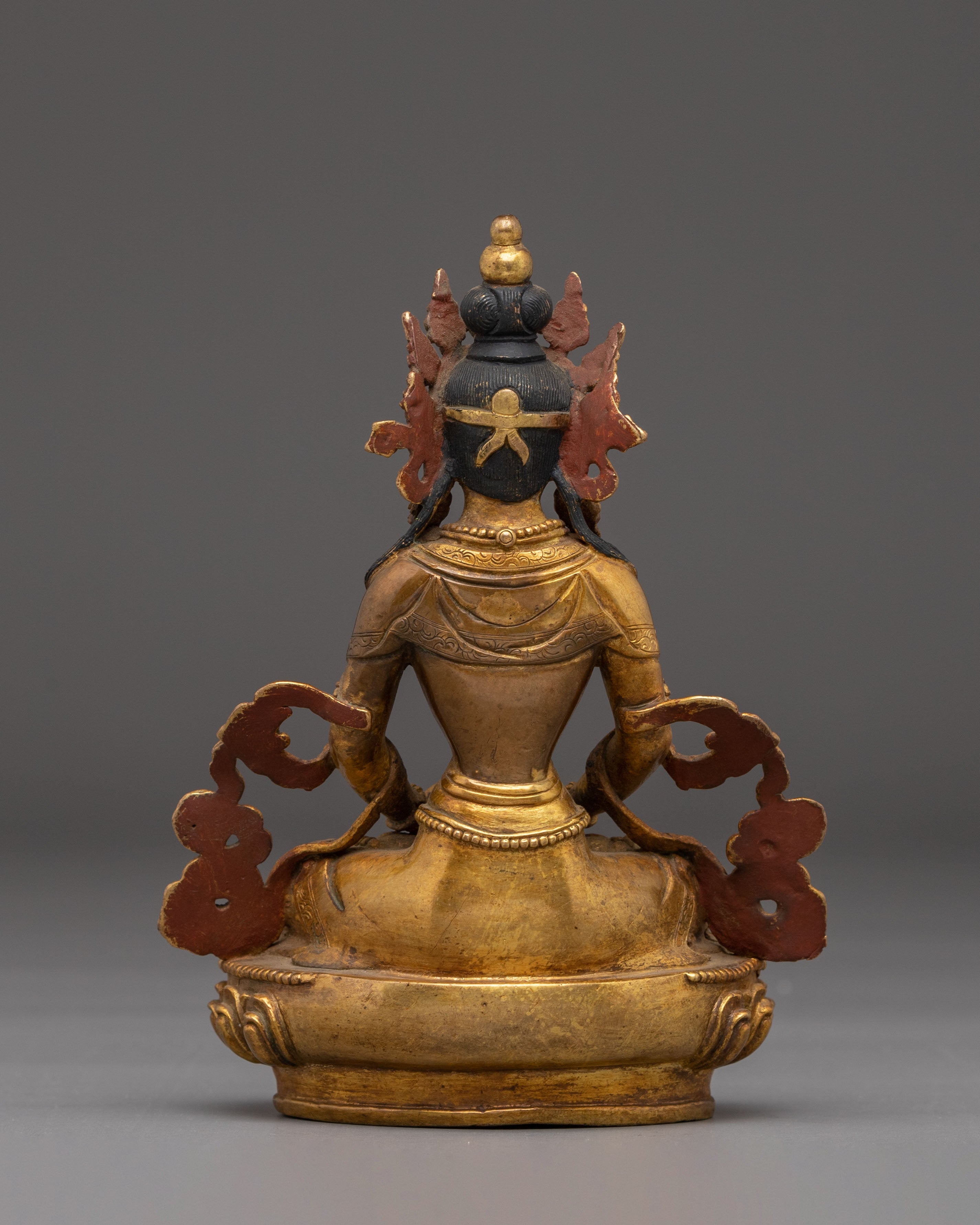 Handmade Amitayus Statue with Antique Finish | Meditation Idol