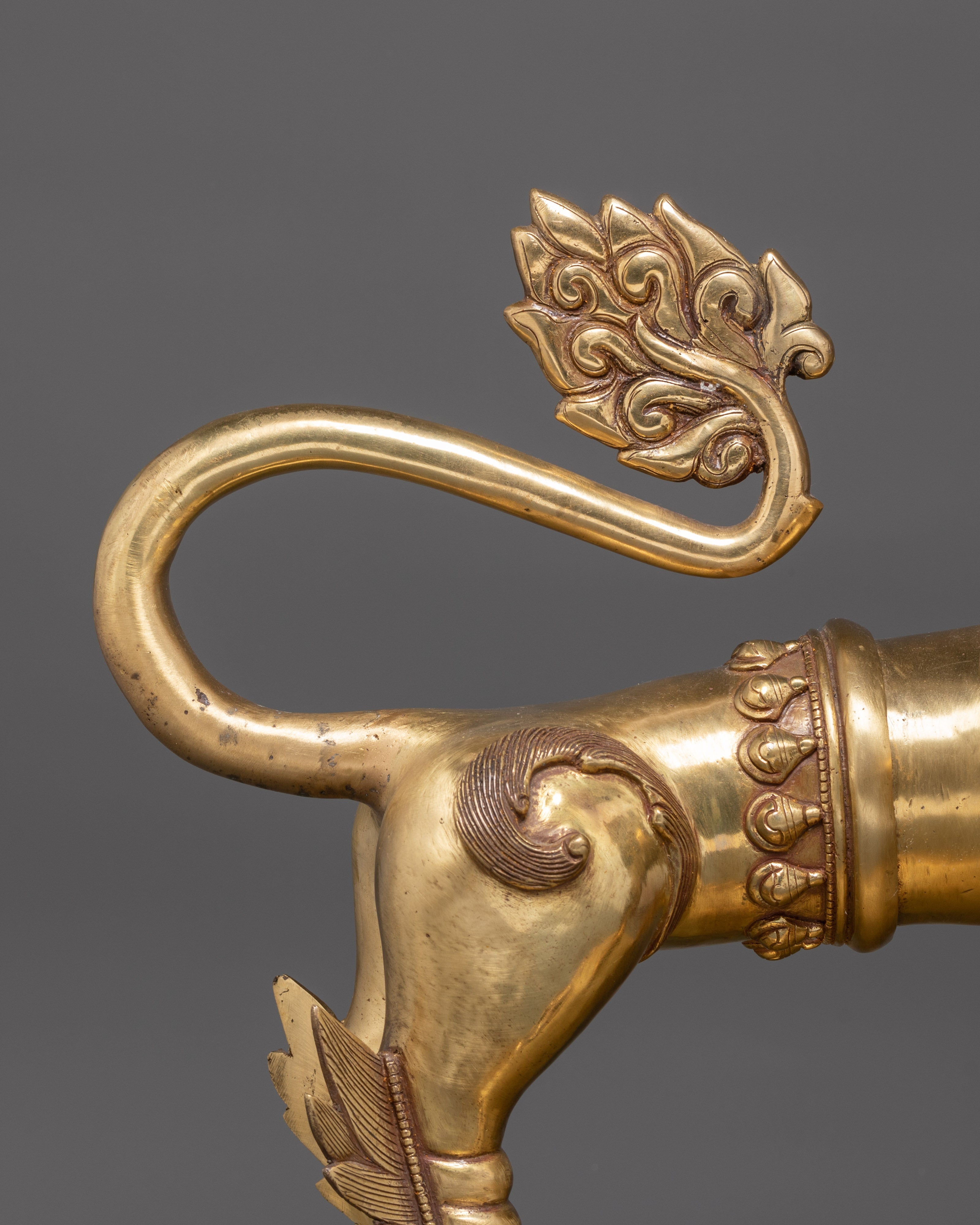 Sacred Tibetan Buddhist Guardian Lions Set | Brass Snow Lion Protector Statues