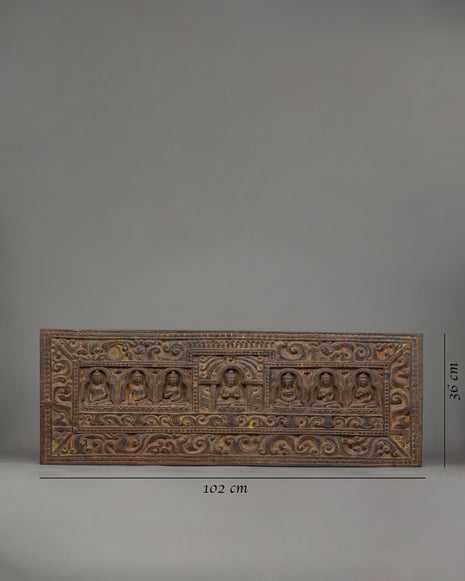 A Carved Wooden Sutra Cover | 102cm Tibetan Scripture Holder