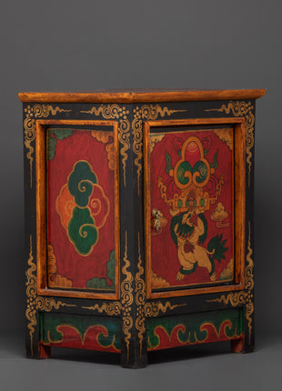 Handcrafted Tibetan Wooden Cabinet | Intricate Handcarving