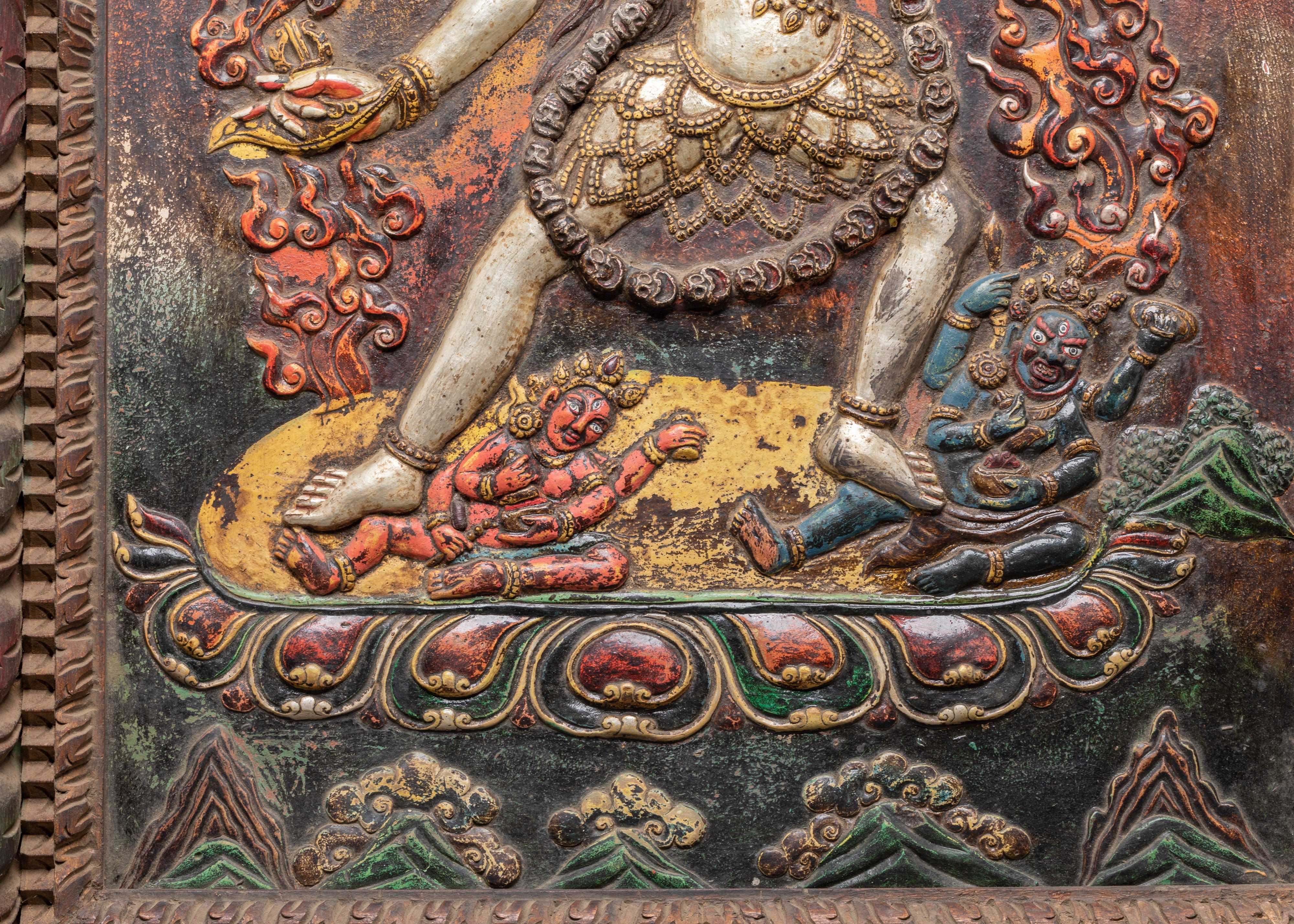 Vajrayogini Wooden Frame Wall Hanging | Sacred Tibetan Buddhist Art