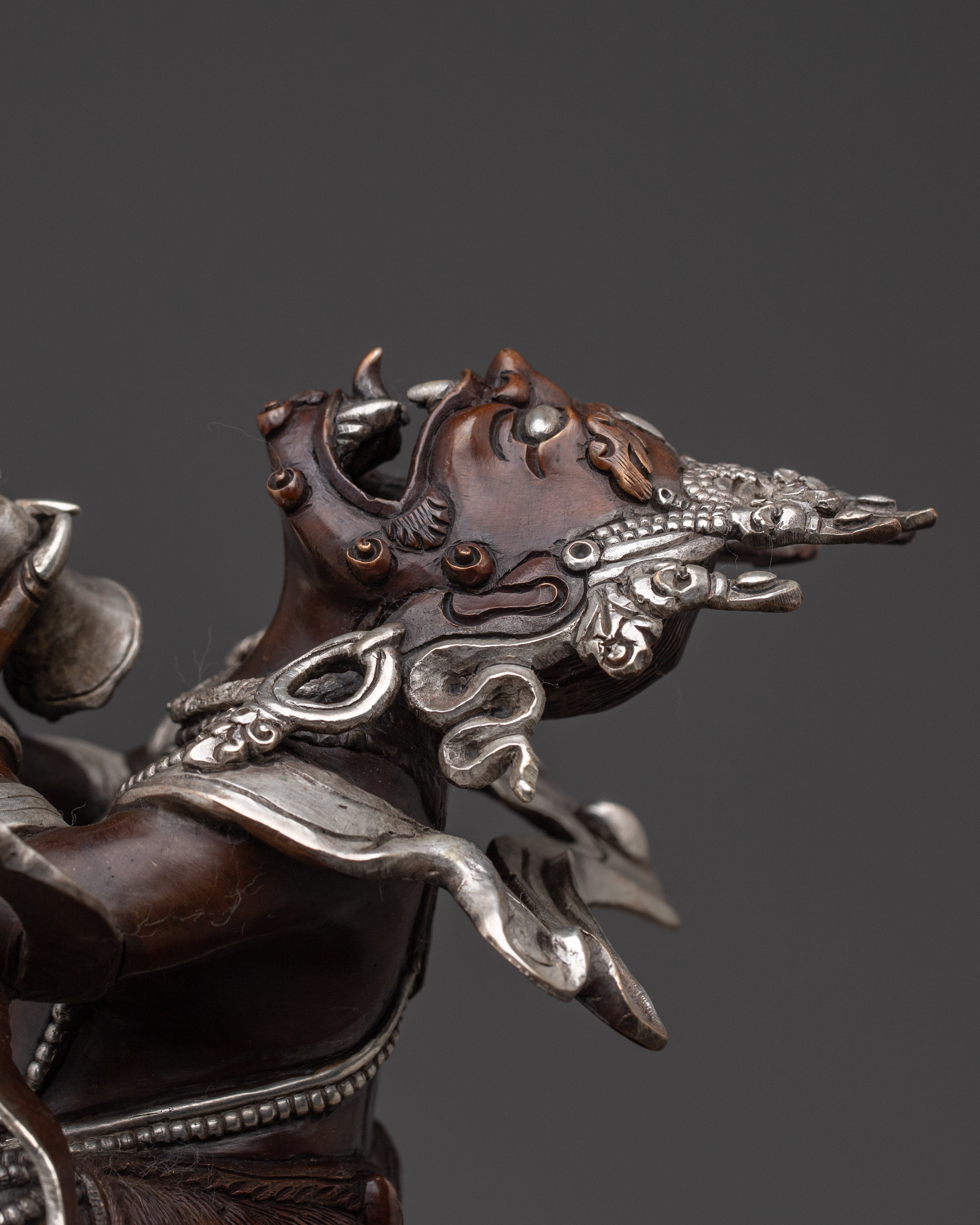 Oxidized Copper Body Vajradhaka Statue | Intricate Gold & Acrylic Paintings