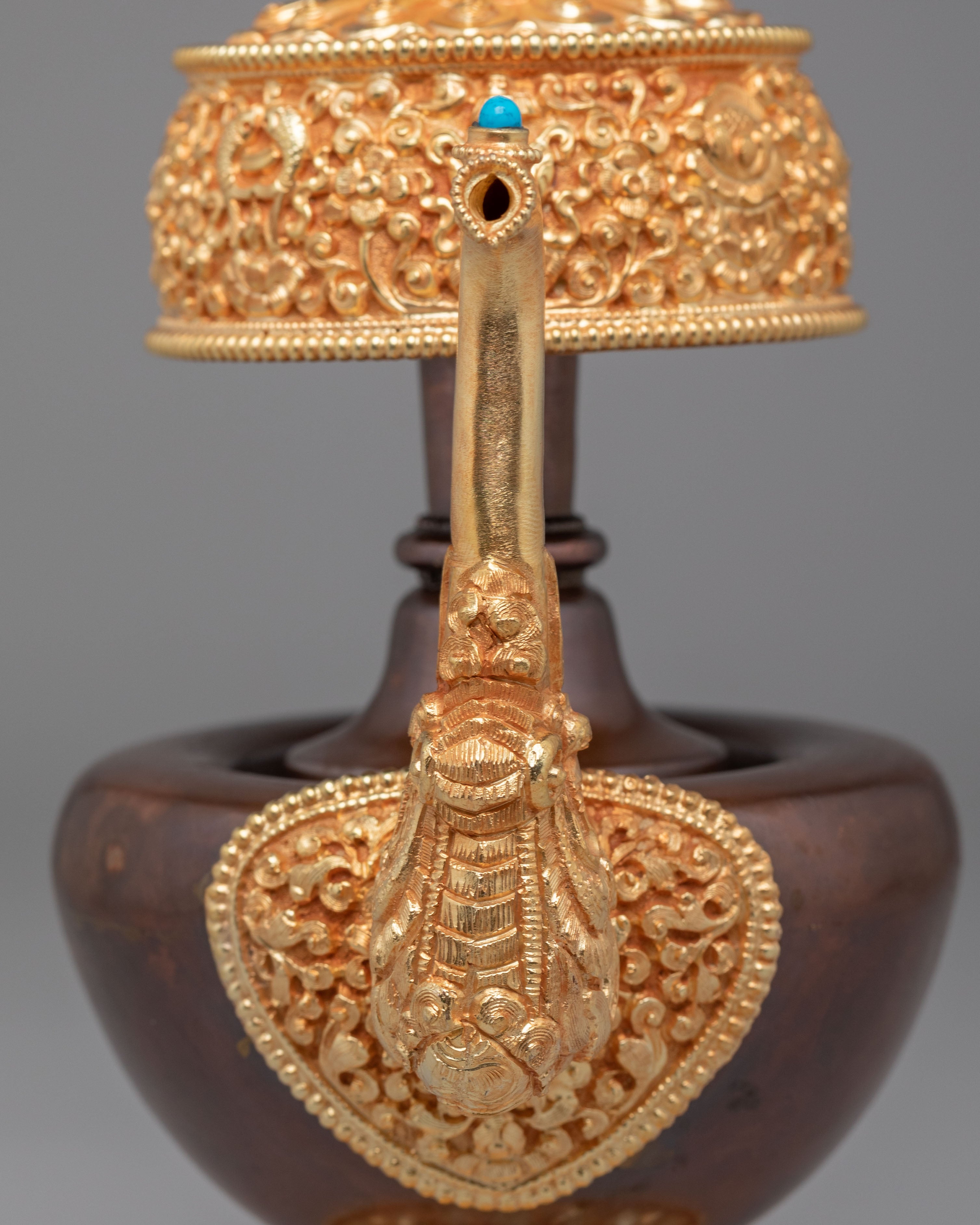 Gold Plated Tibetan Bhumba | Handcrafted Ritual Vessel