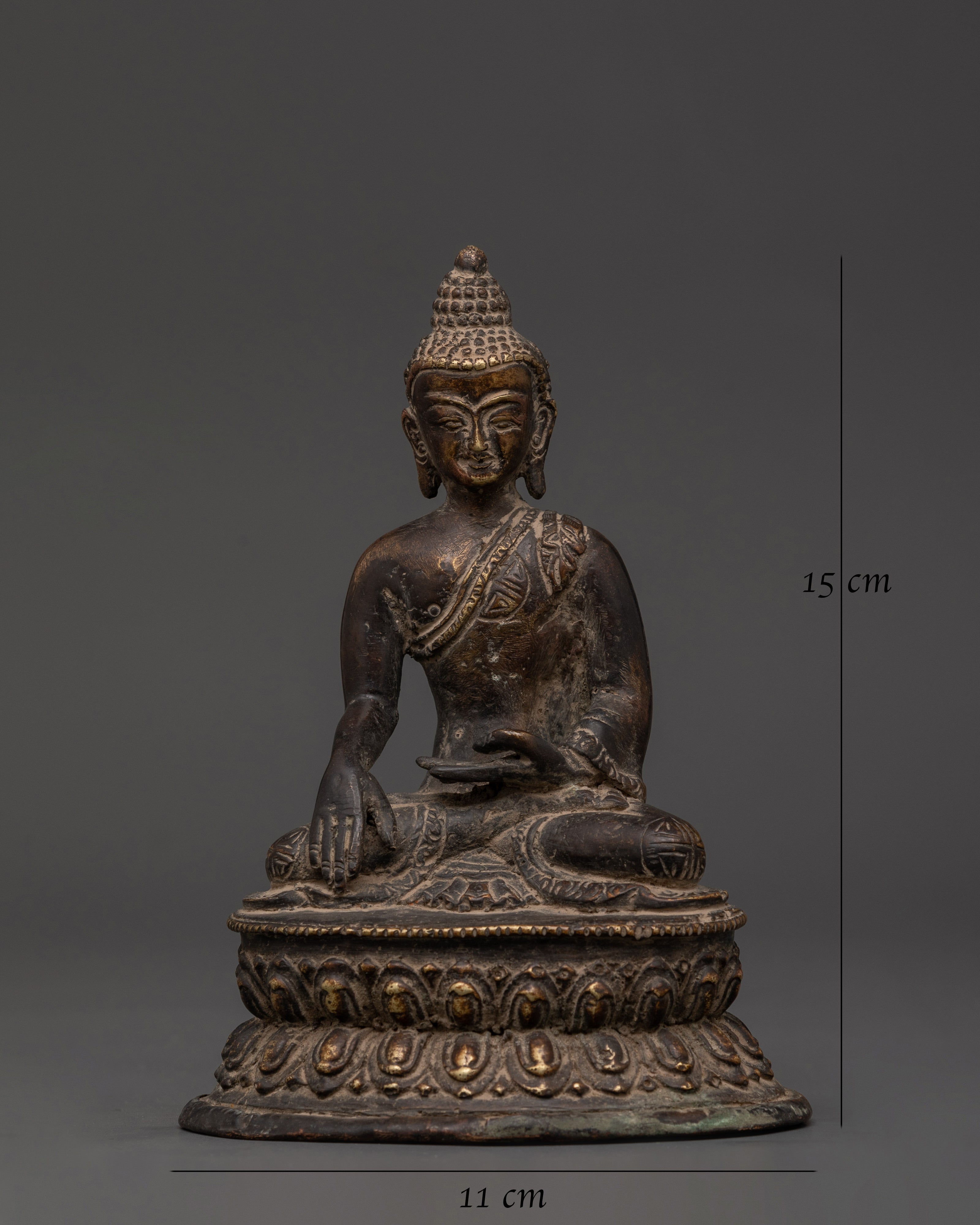 Antique Finish Shakyamuni Buddha Oxidized Copper Statue | Tibetan Buddhist Decor