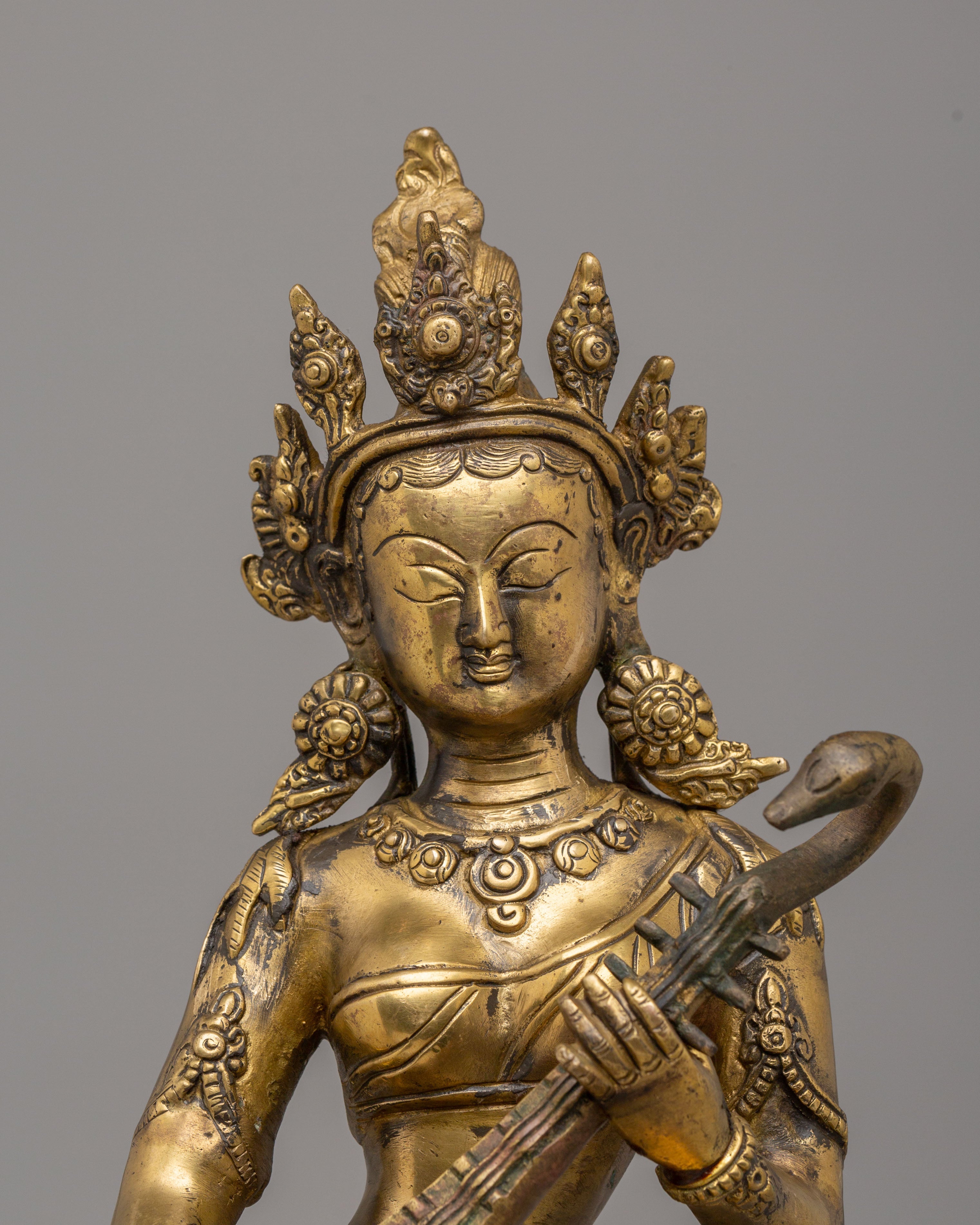 Saraswati Goddess Statue With Veena | Sacred Spiritual Home Decor