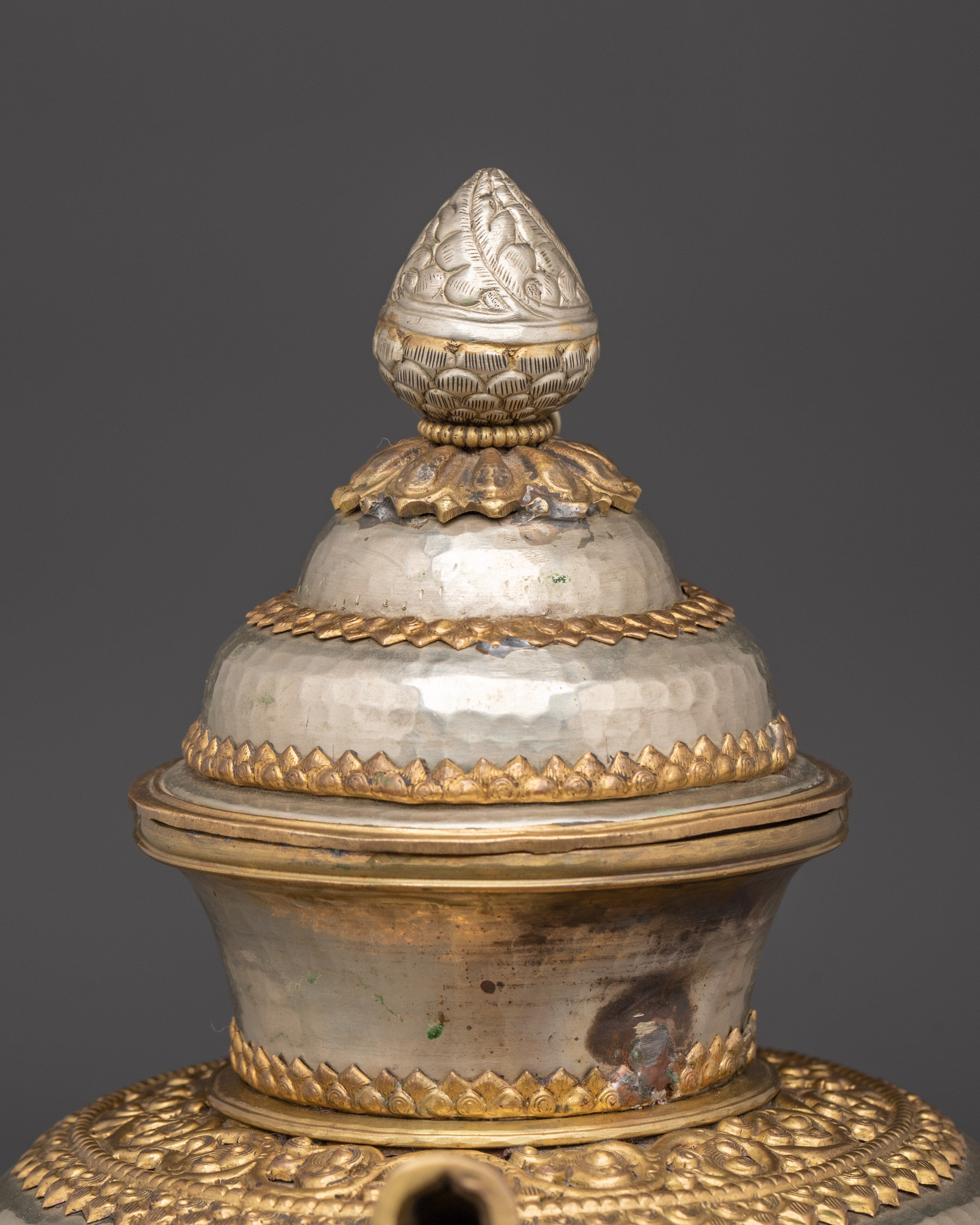 Brass Tea Pot with Motif Handle | Spiritual Decor & Ritual Offering Vessel