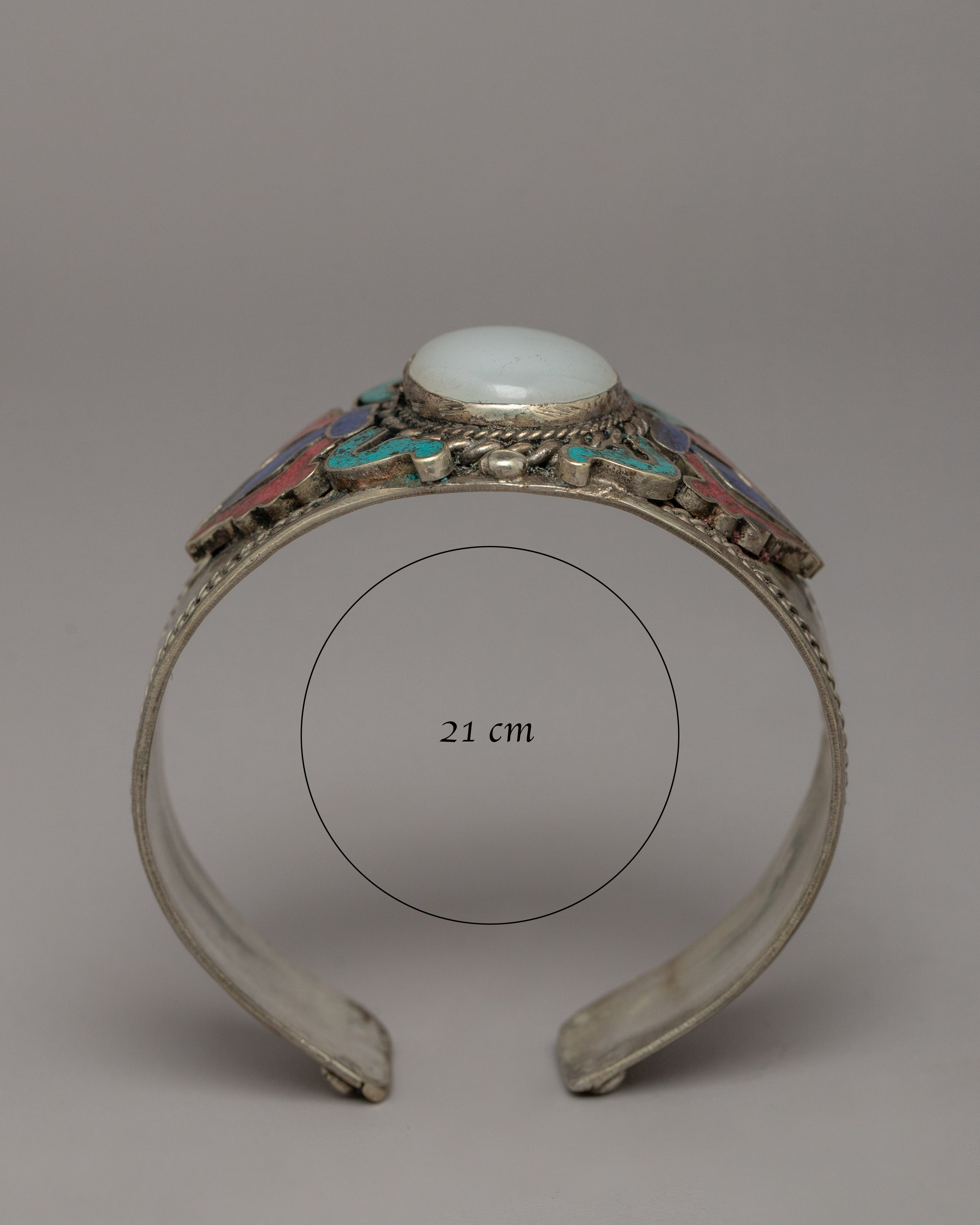 White Metal with Gemstone Bracelet | Spiritual Gemstone Jewelry