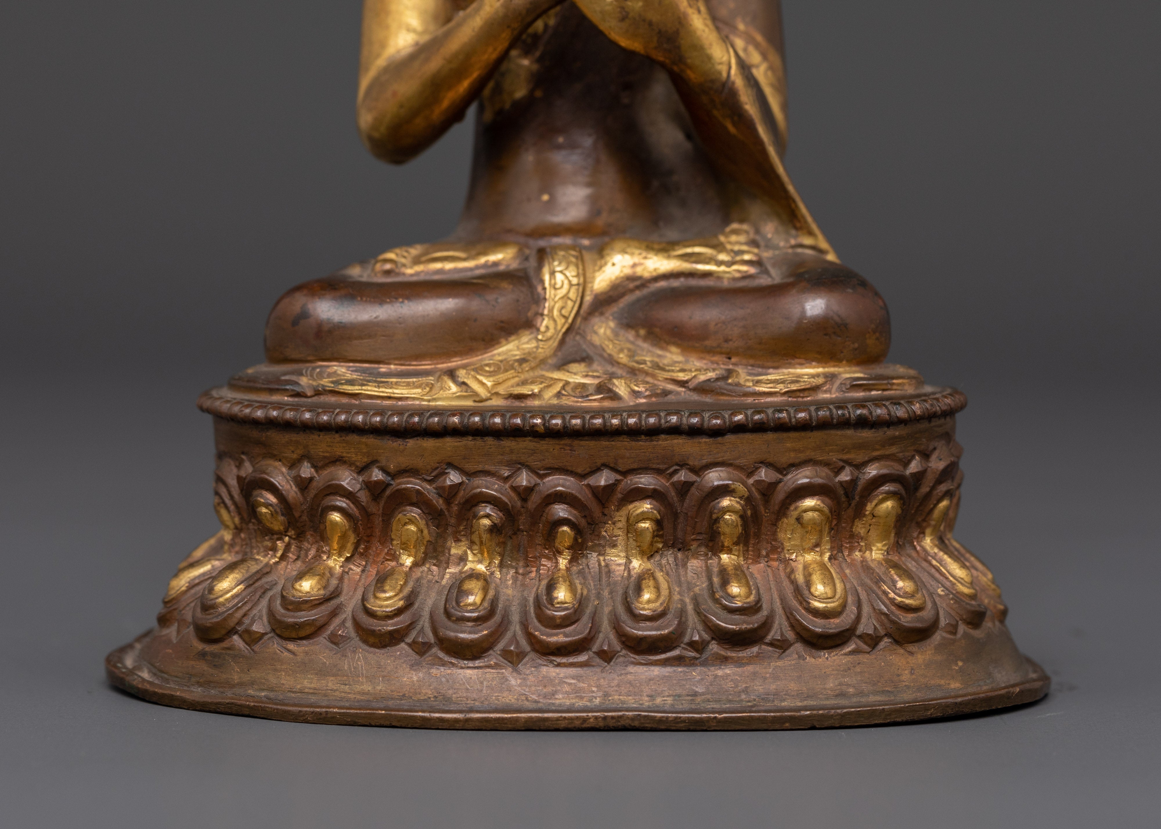 Handcrafted Vairocana Statue | Oxidized Copper & Gold Plated Buddhist Deity Sculpture