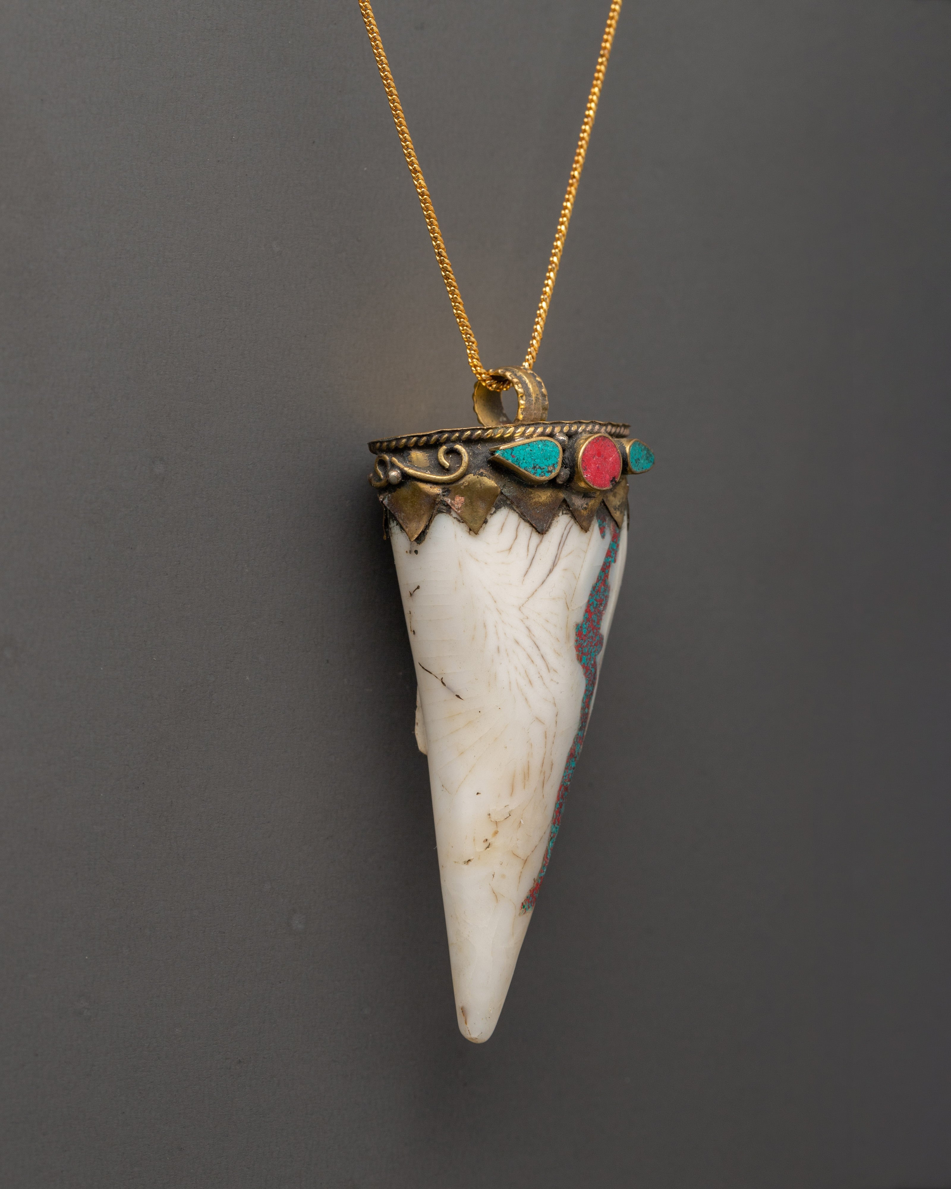 Handcrafted Conch Shell Locket | Silver Plated with Turquoise and Coral Inlays