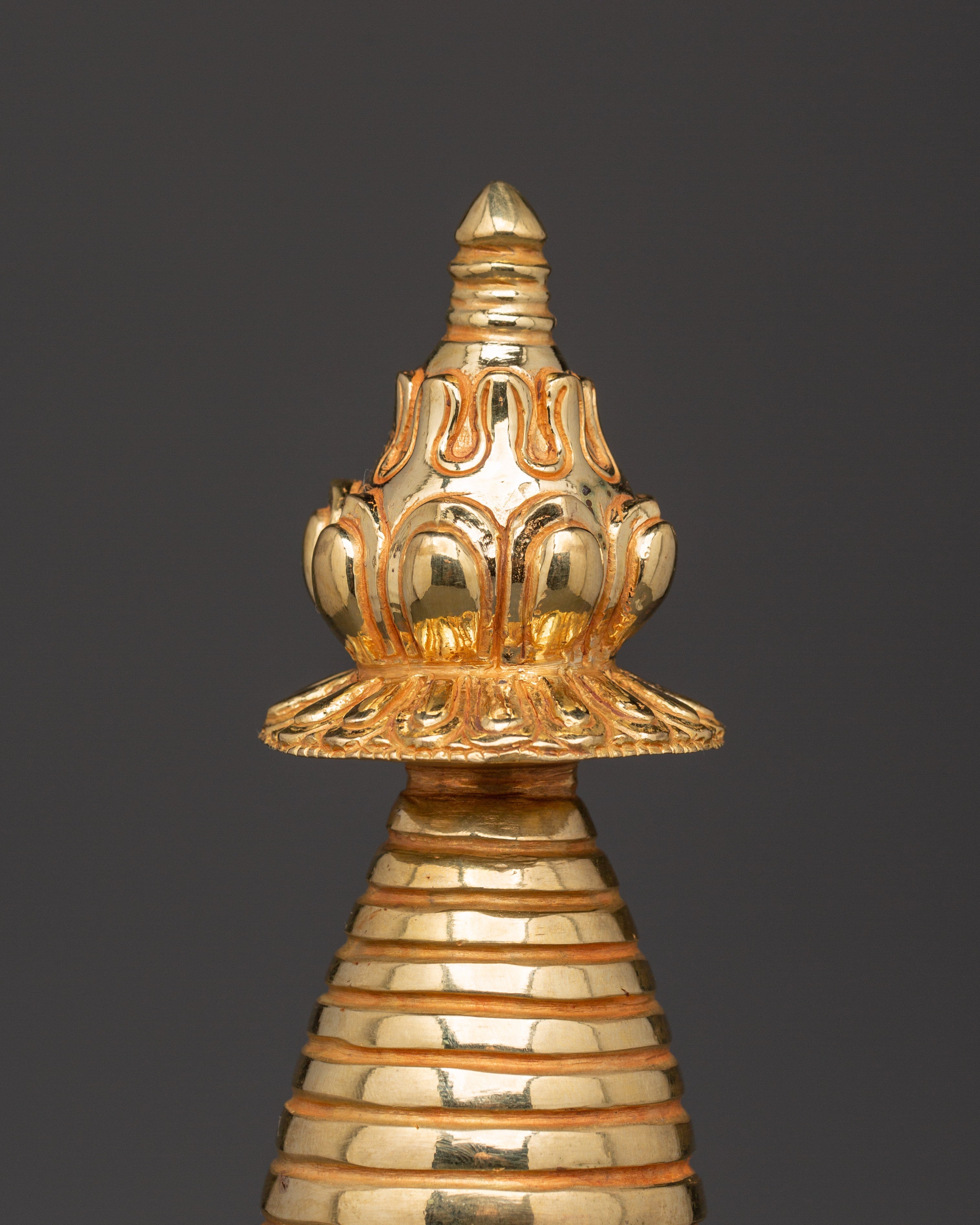 Gold Plated Stupa for Spiritual Space | Altar and Meditation