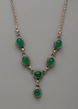 Sterling Silver Green Onyx Necklace | Timeless Handcrafted Elegance