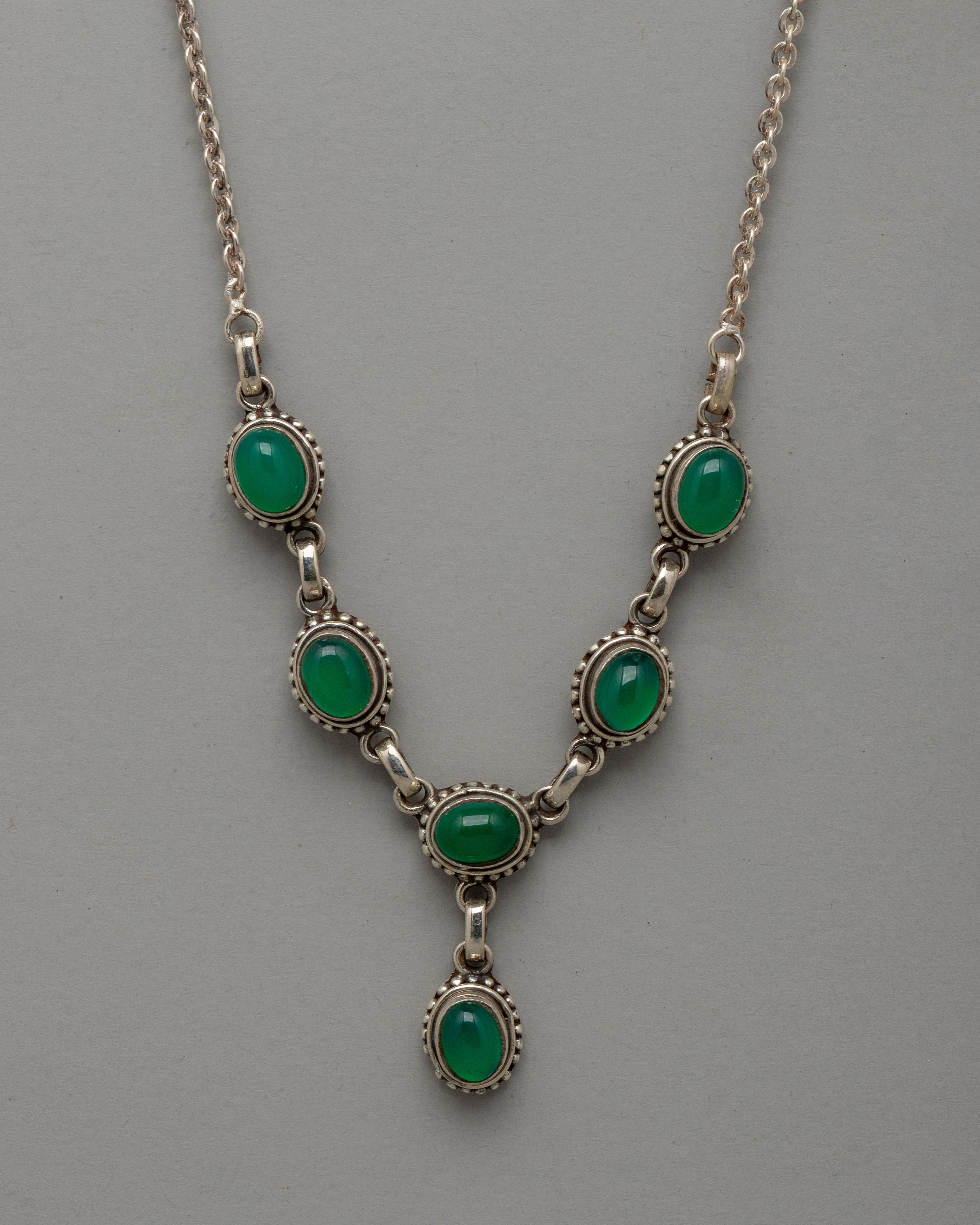 Sterling Silver Green Onyx Necklace | Timeless Handcrafted Elegance
