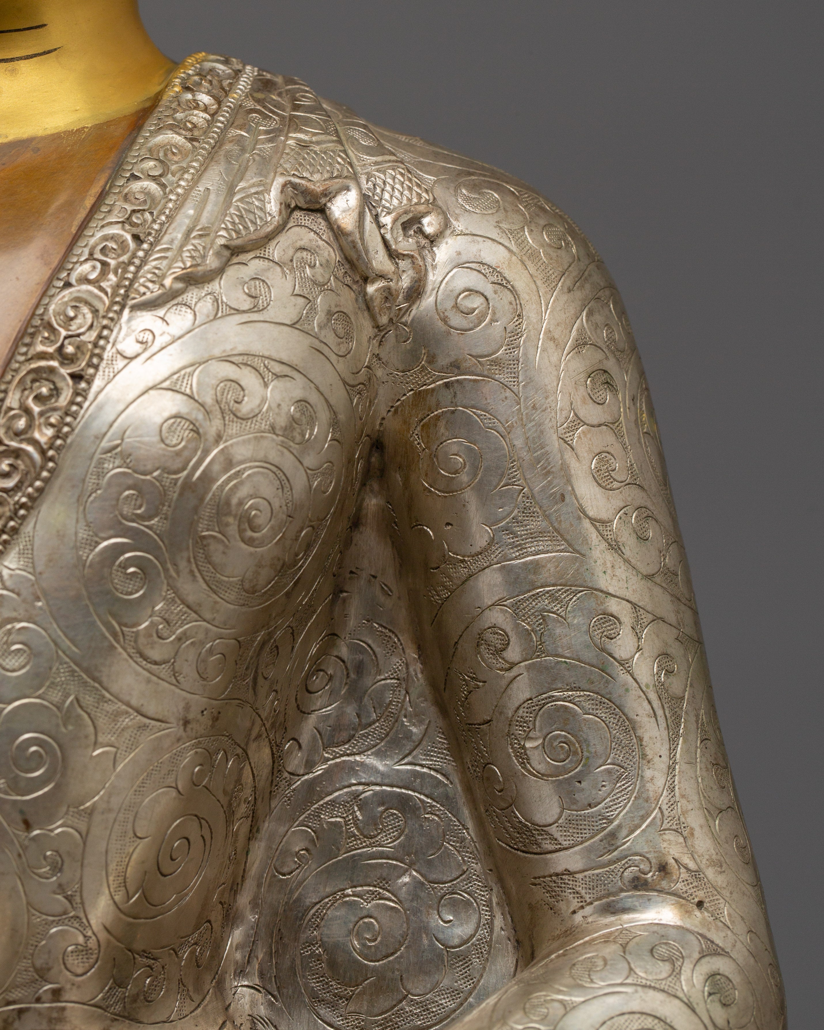 Silver and Copper Shakyamuni Buddha Statue | Symbol of Enlightenment