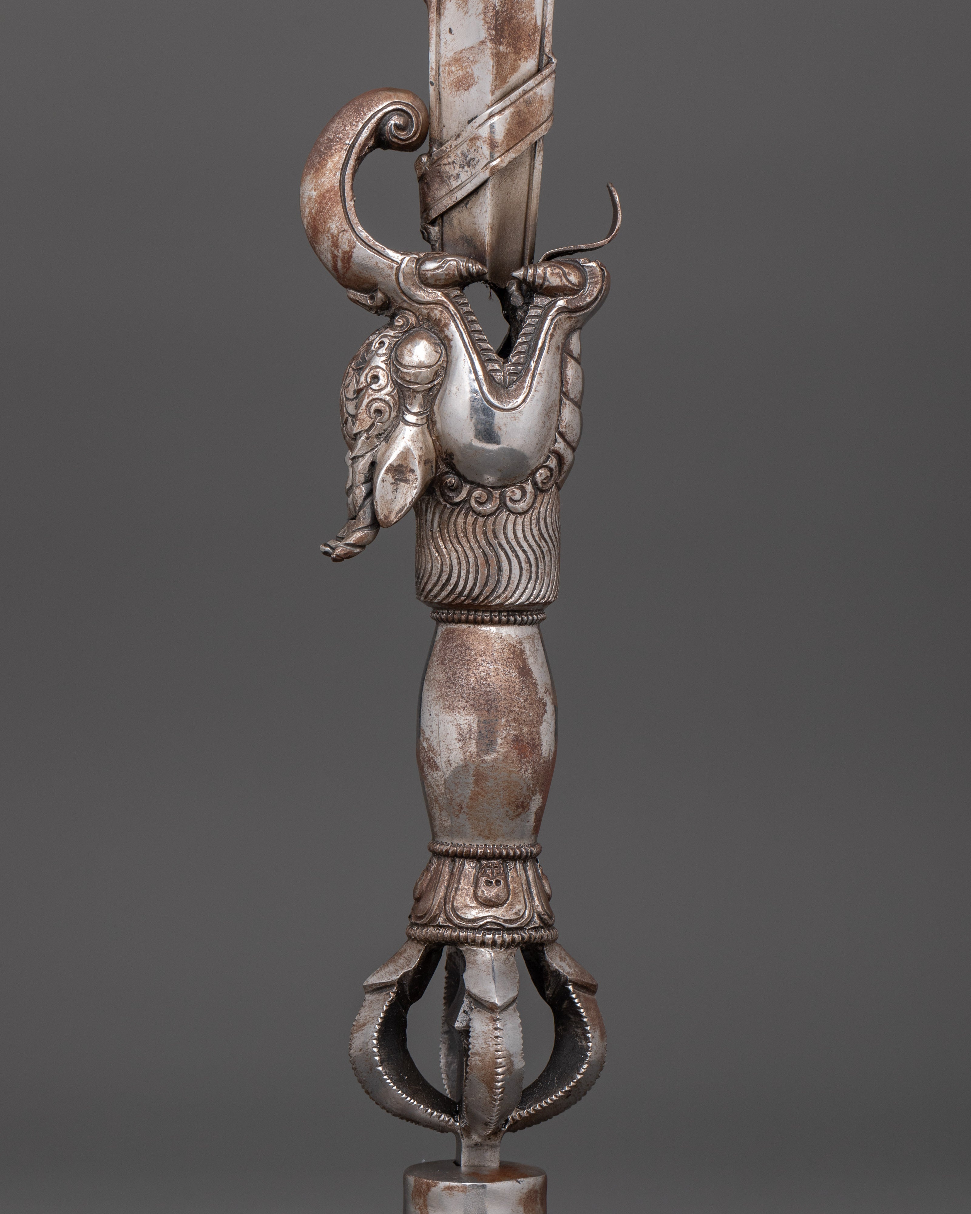Dragon-Head Ritual Sword with Stand | Handcrafted Iron Blade
