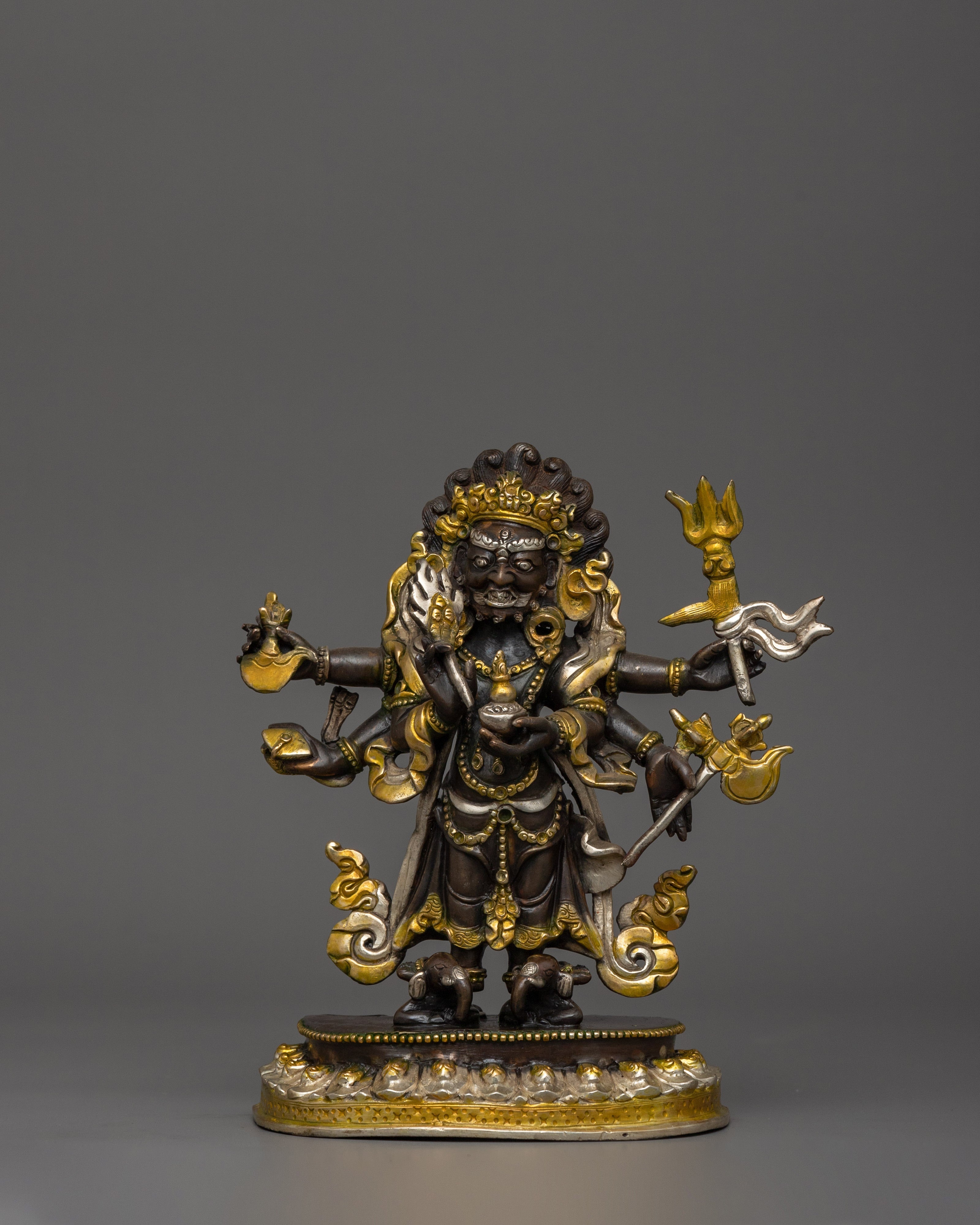 White Mahakala Handmade Statue | The Wish-Granting Protector