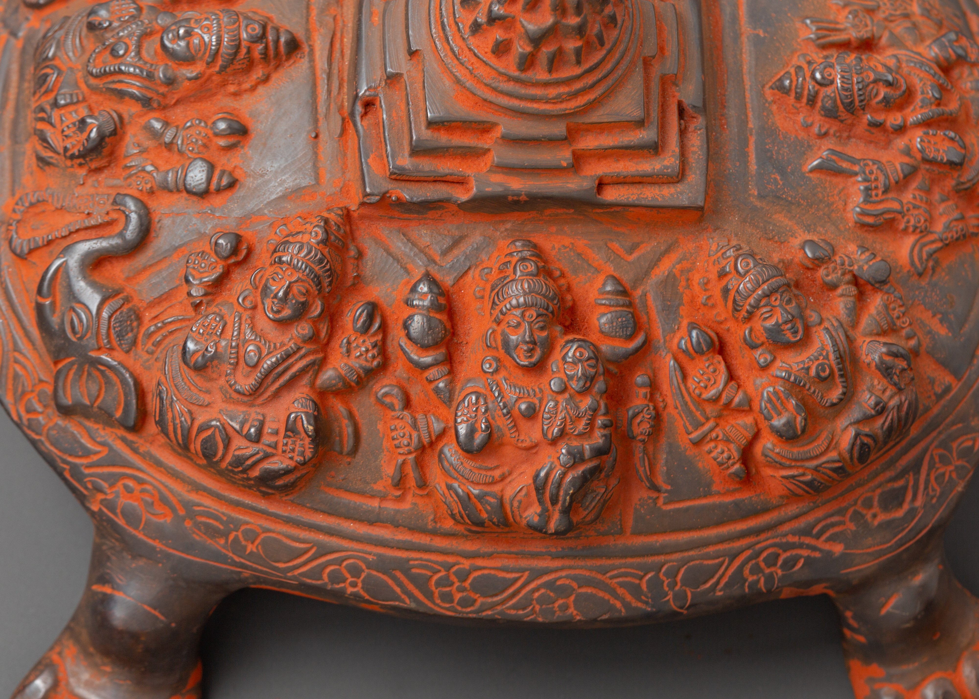 Decorative Oxidized Brass Tortoise | Traditional Turtle Art