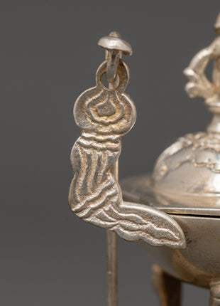 Silver Plated Brass Kapala Skull Cup | Sacred Tantric Tool for Buddhist Rituals