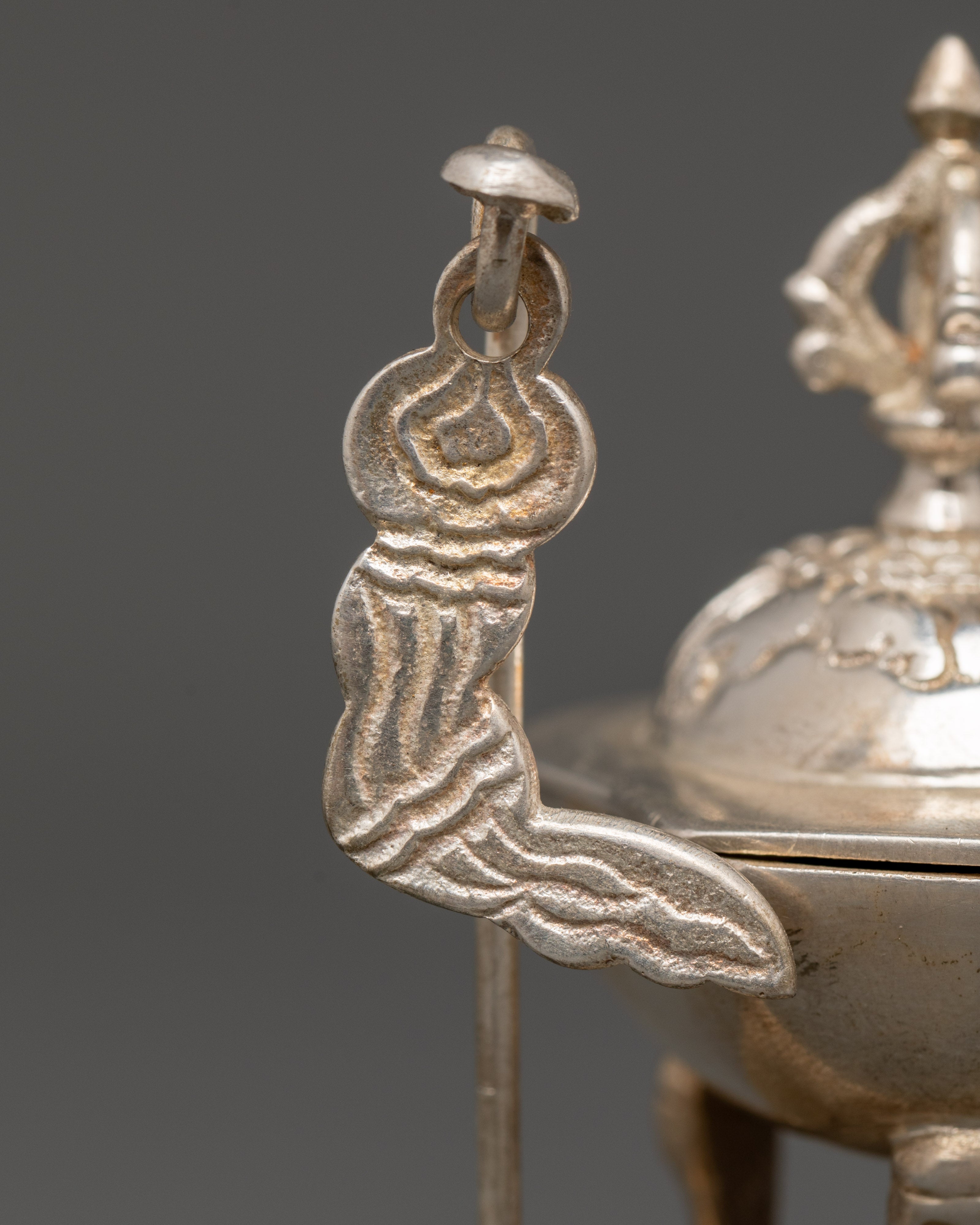 Silver Plated Brass Kapala Skull Cup | Sacred Tantric Tool for Buddhist Rituals