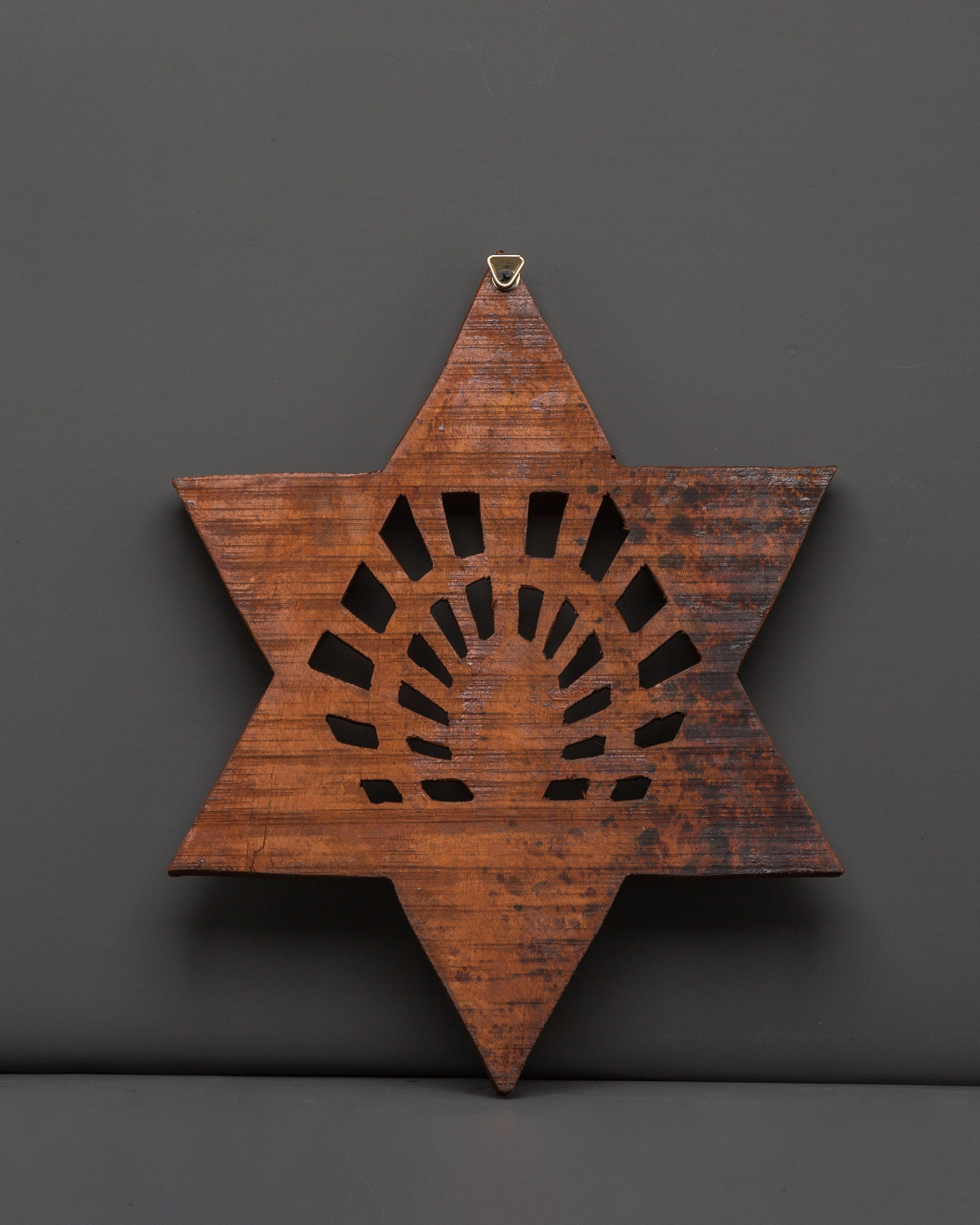 Traditional Star Peacock Wall Art | Hand Carved Wooden Wall Decor