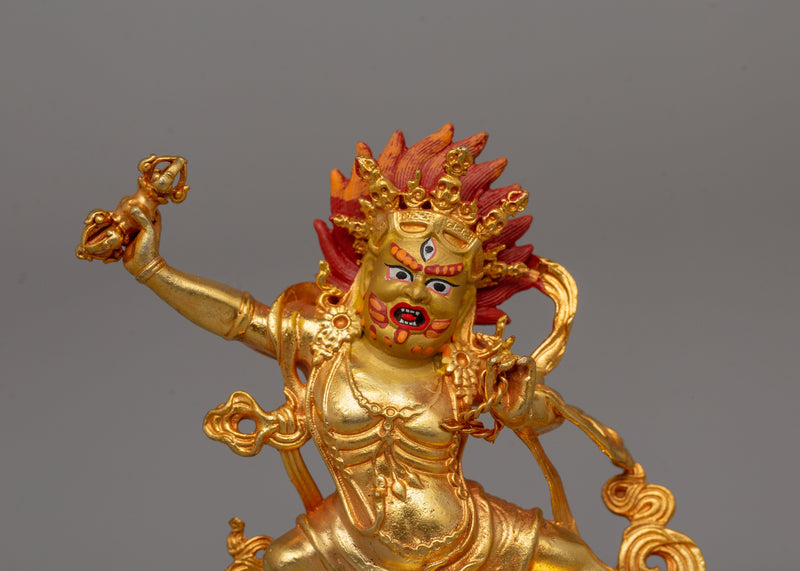 Gold Plated Vajrapani Statue | Handcrafted Buddhist Protector Deity