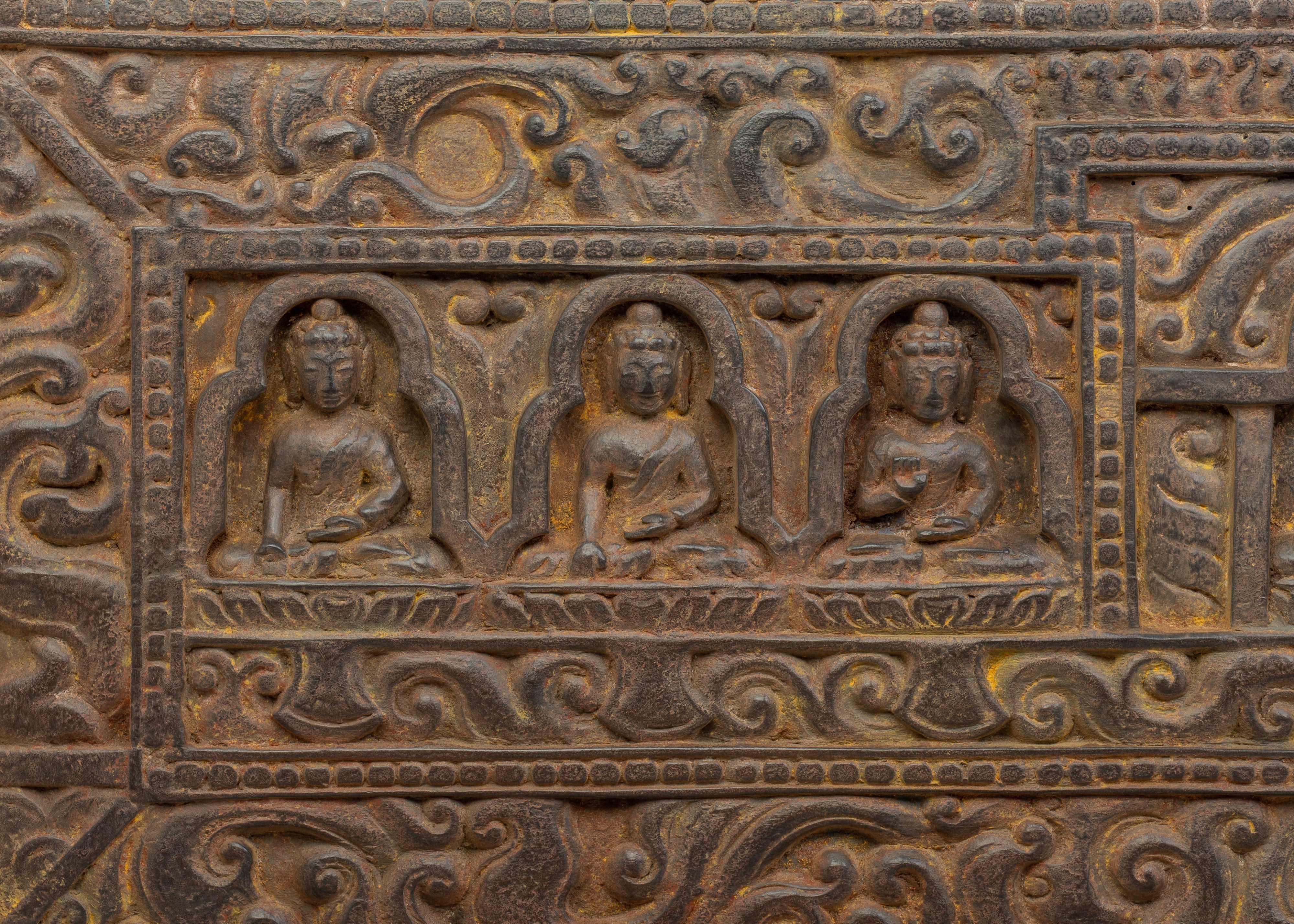 A Carved Wooden Sutra Cover | 102cm Tibetan Scripture Holder