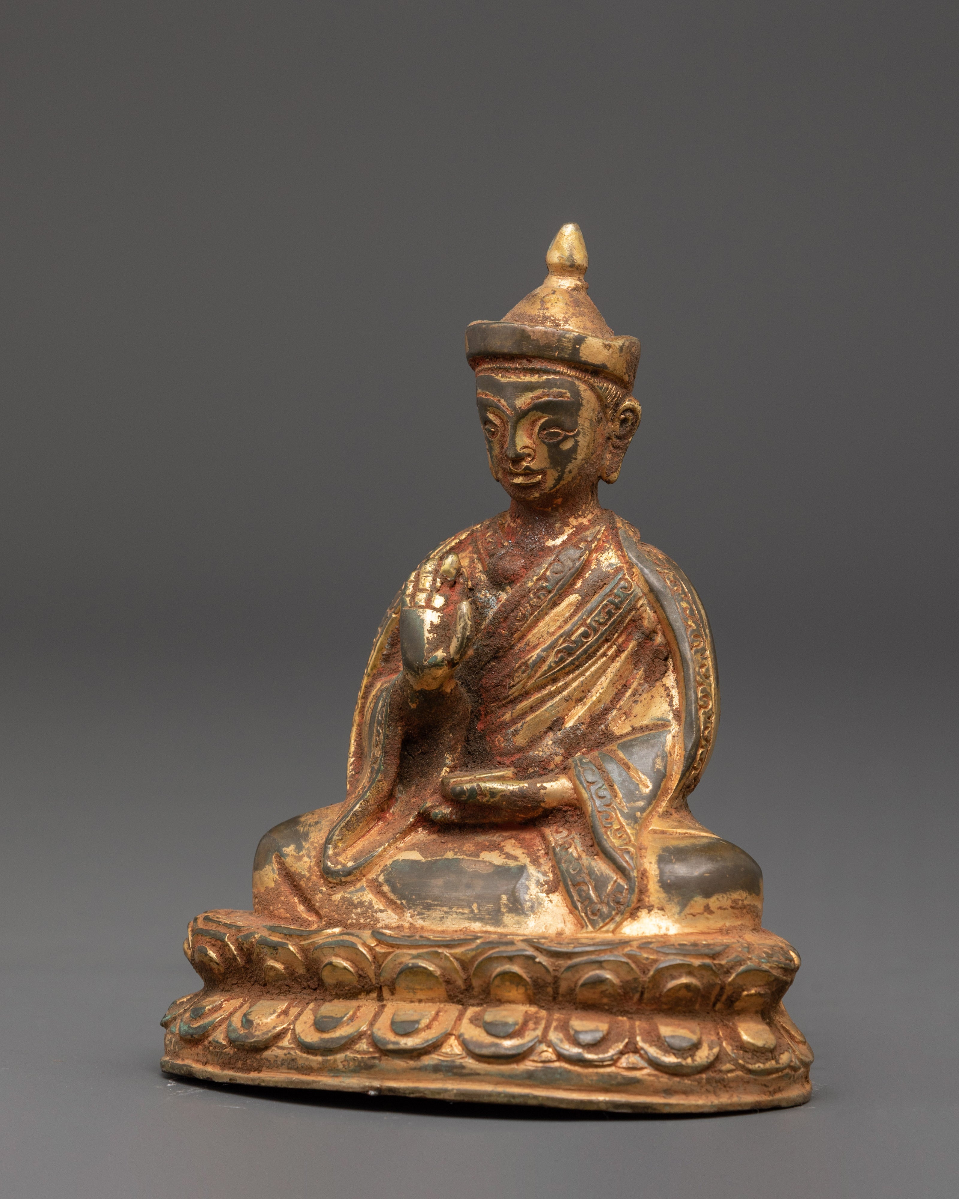 Handcrafted Gold Plated Karmapa Statue | Sacred Meditation Figurine