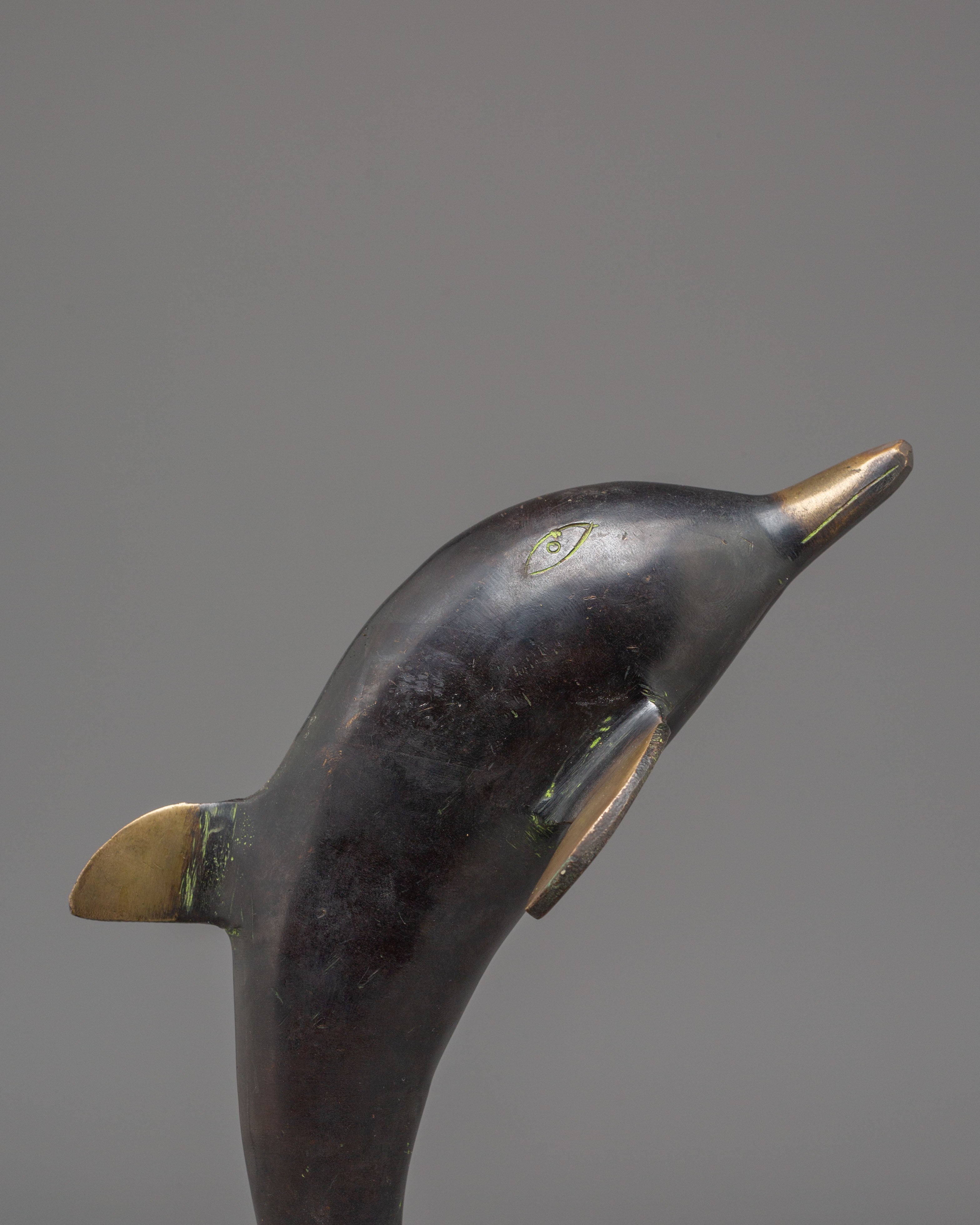 Handcrafted Dolphin Set | Spiritual Gold-Plated Copper Ocean Art