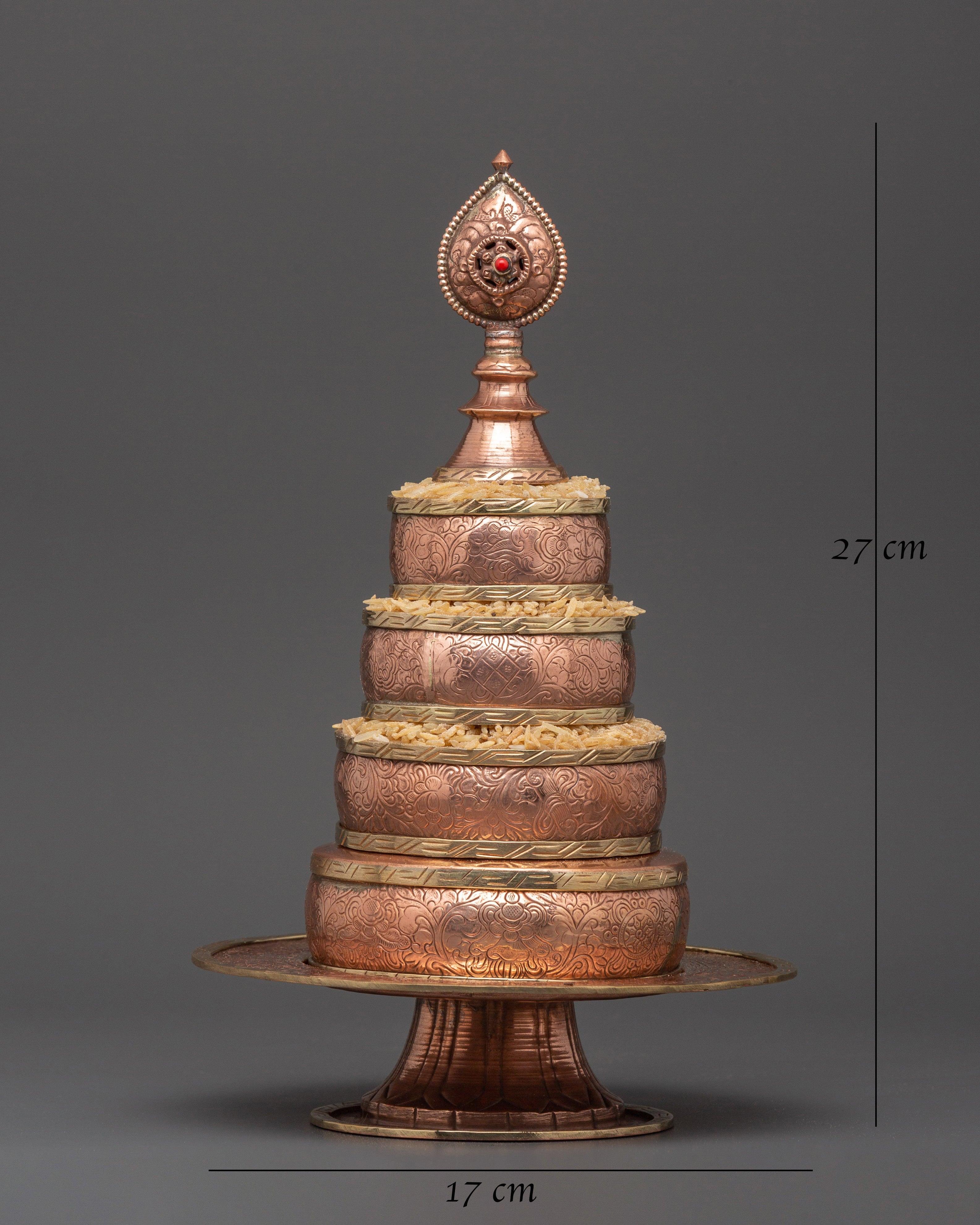 Copper Mandala Ritual Offering Set | Tibetan Buddhist Ceremonial Offering Set