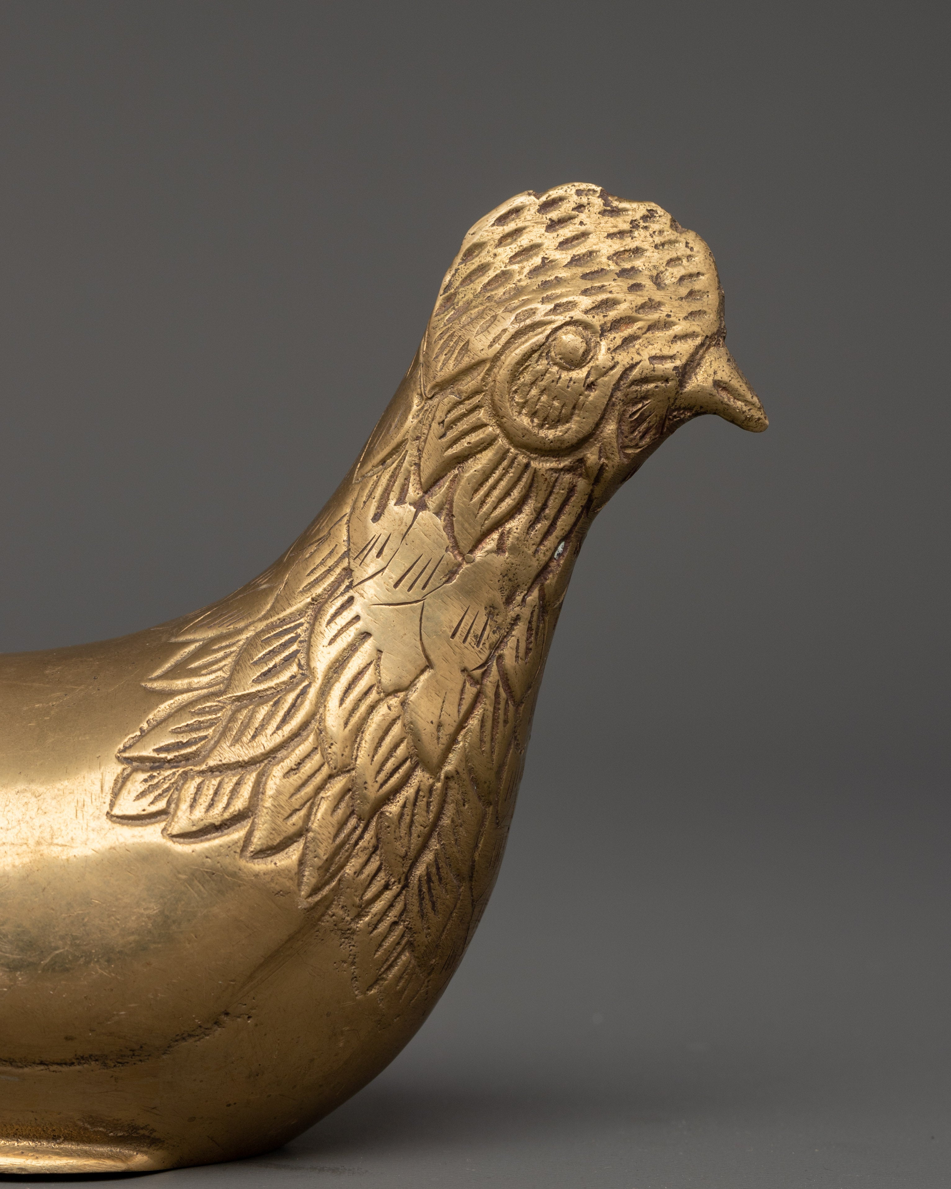 Symbolic Brass Hen Figurine | Farmhouse, Altar, or Outdoor Styling Decor