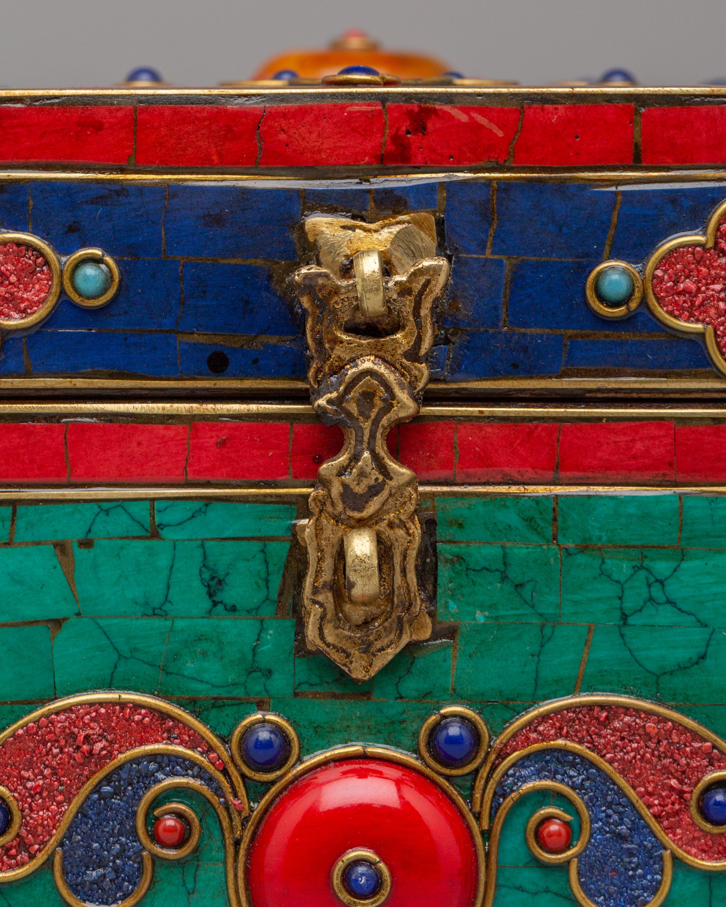 Himalayan Jewellery Storage Box | Gemstone Decorated Wooden Treasure Chest