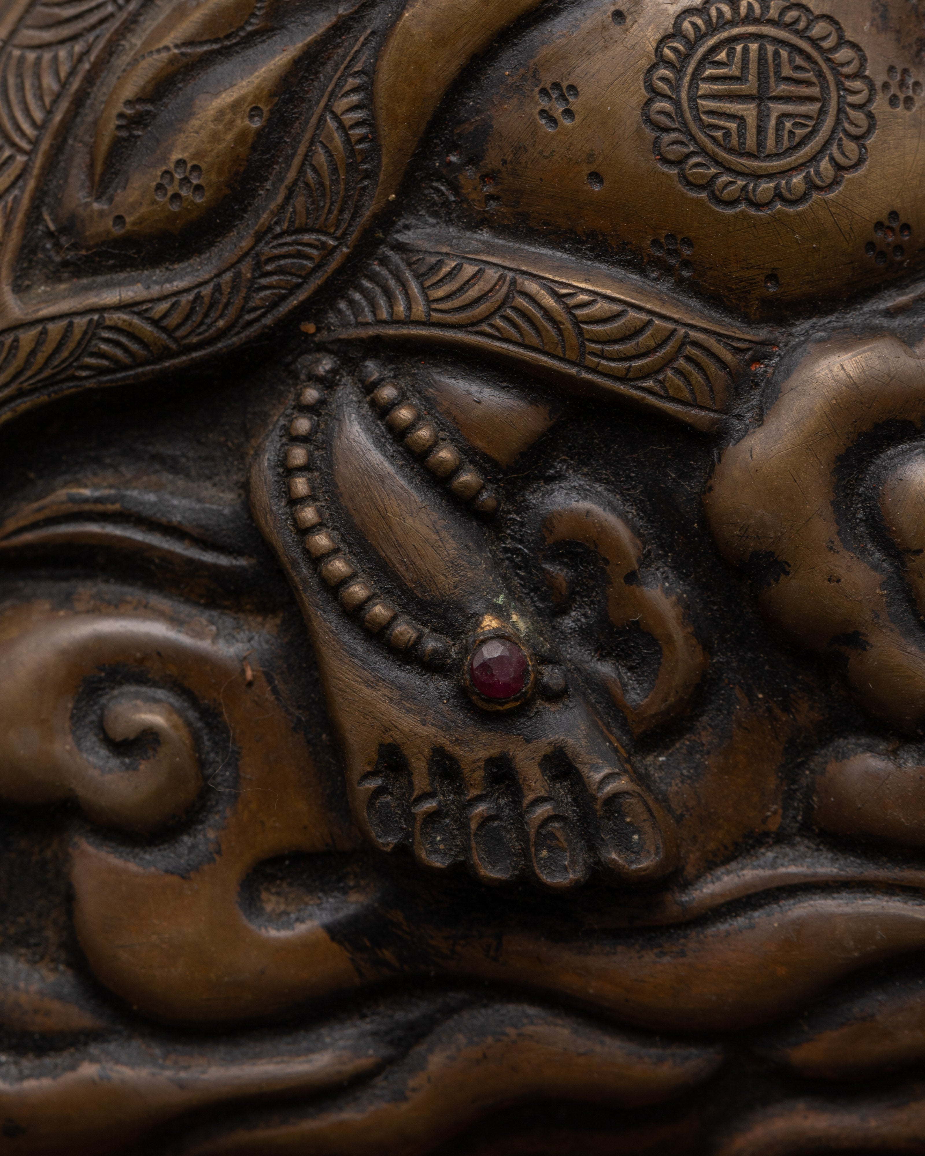 Dancing Deity Brass Wall Hanging | Sacred Art with Carved Frame
