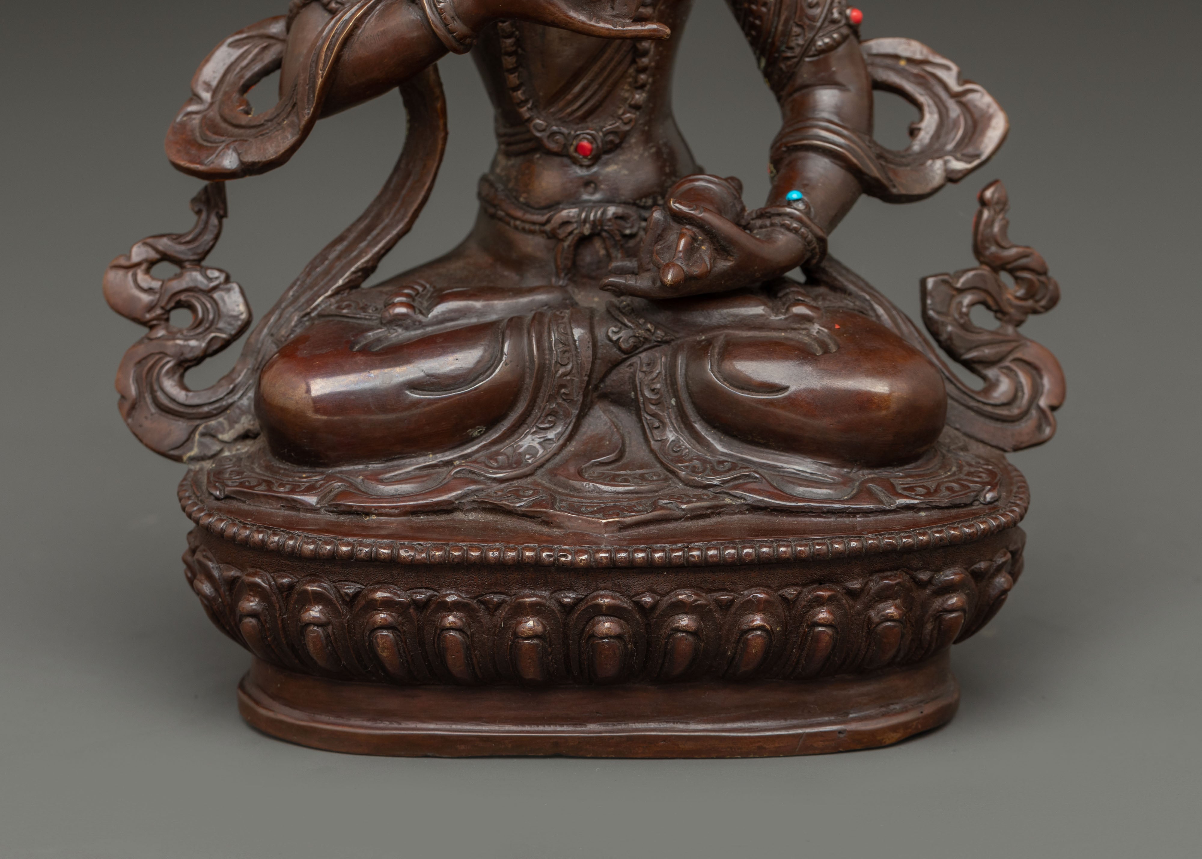 Handmade Oxidized Copper Statue of Vajrasattva | Tantric Purification Deity