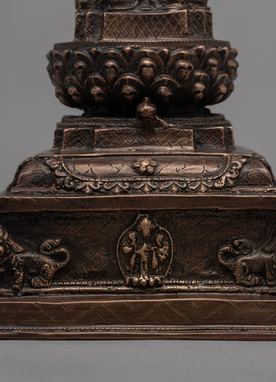 Traditional Handmade Tibetan Brass Stupa | Icon of Harmony, Protection, and Wisdom