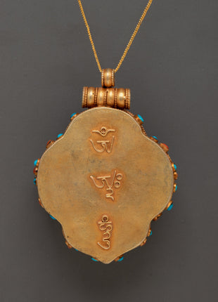 Gold plated Tibetan Ghau Box Locket | Sacred Buddhist Amulet