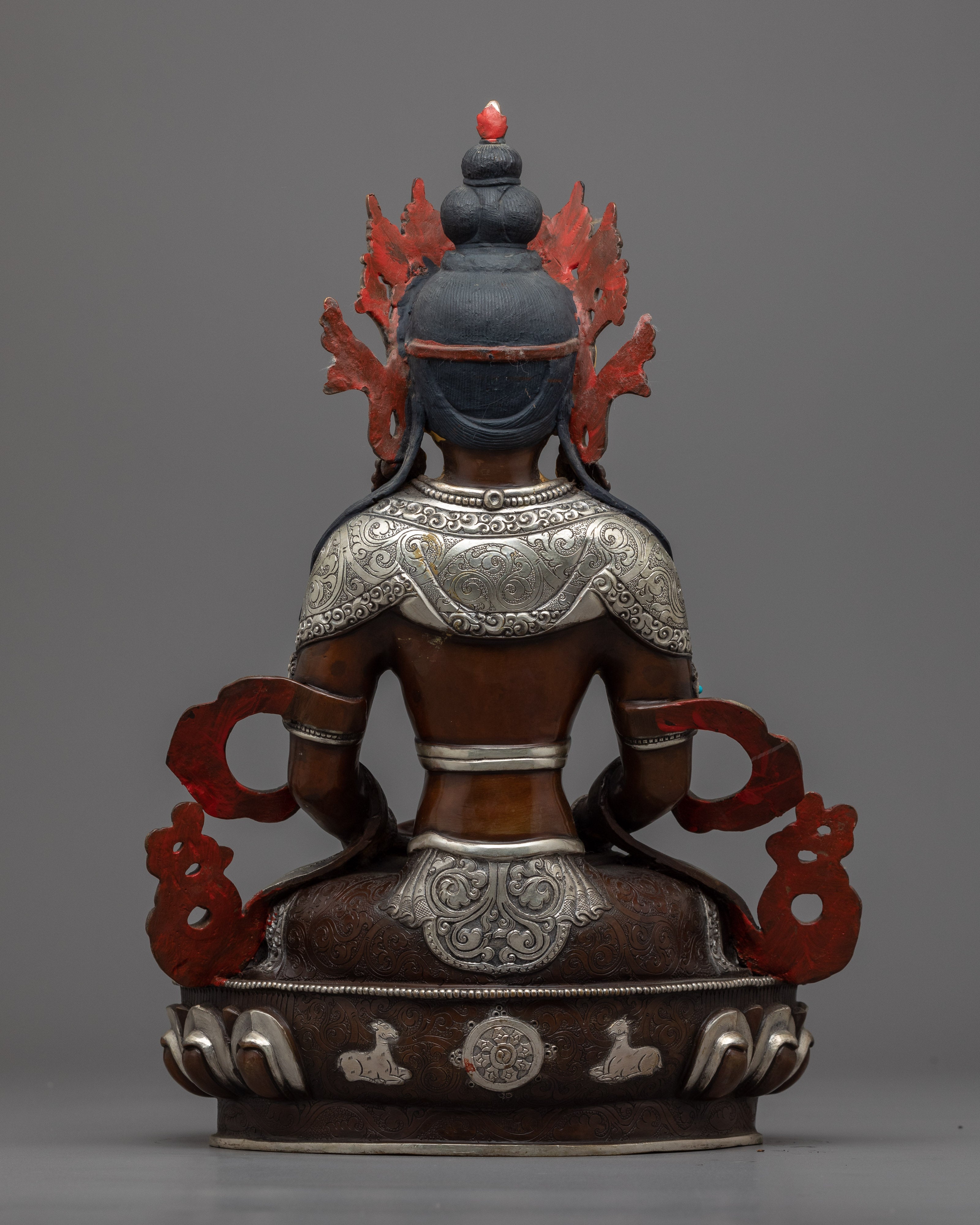 Amitayus Buddha Statue | Buddhist Sculpture Gilded in Gold and Silver