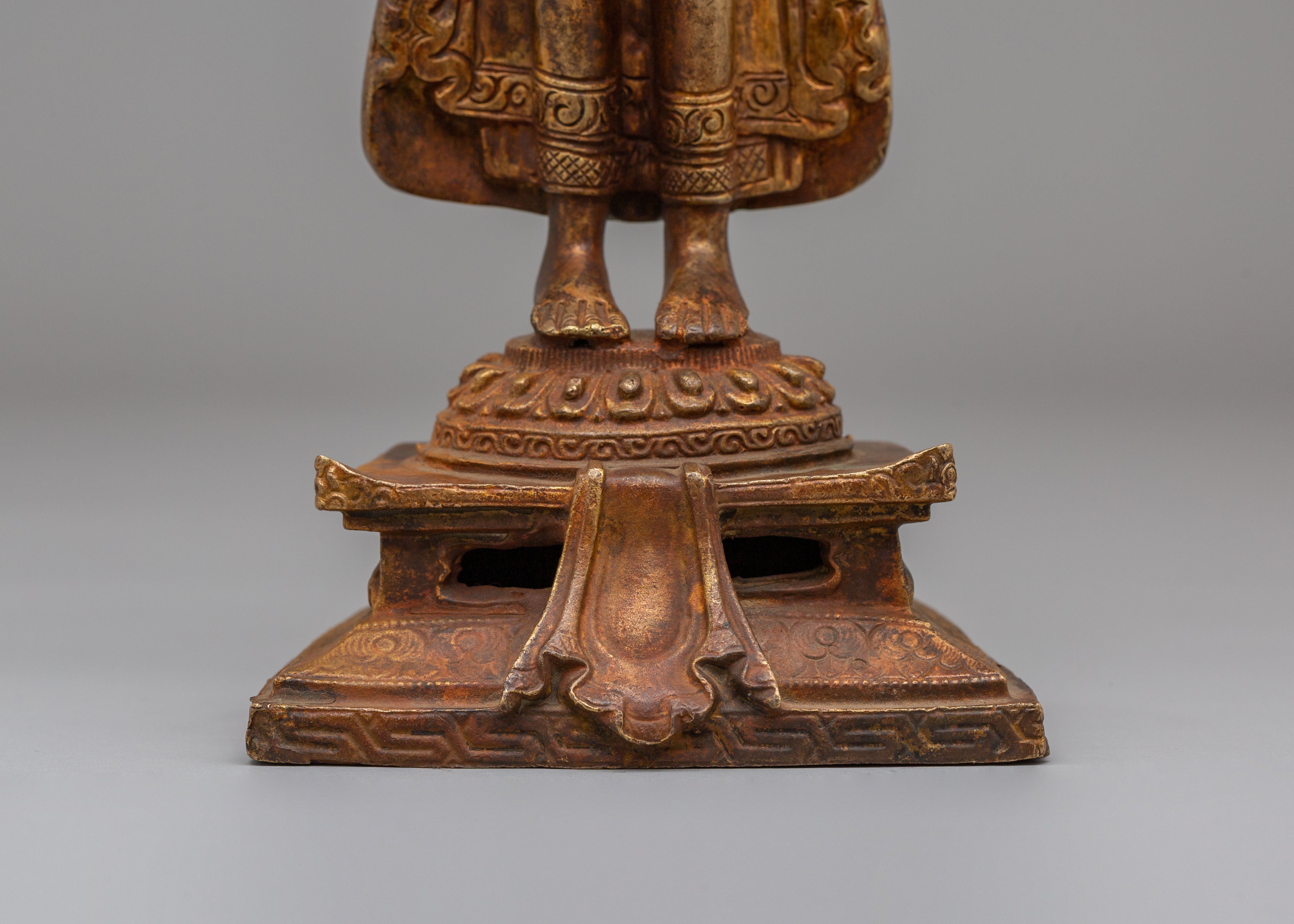 Tibetan Altar Dipankara Buddha Statue | Handcrafted Copper Art