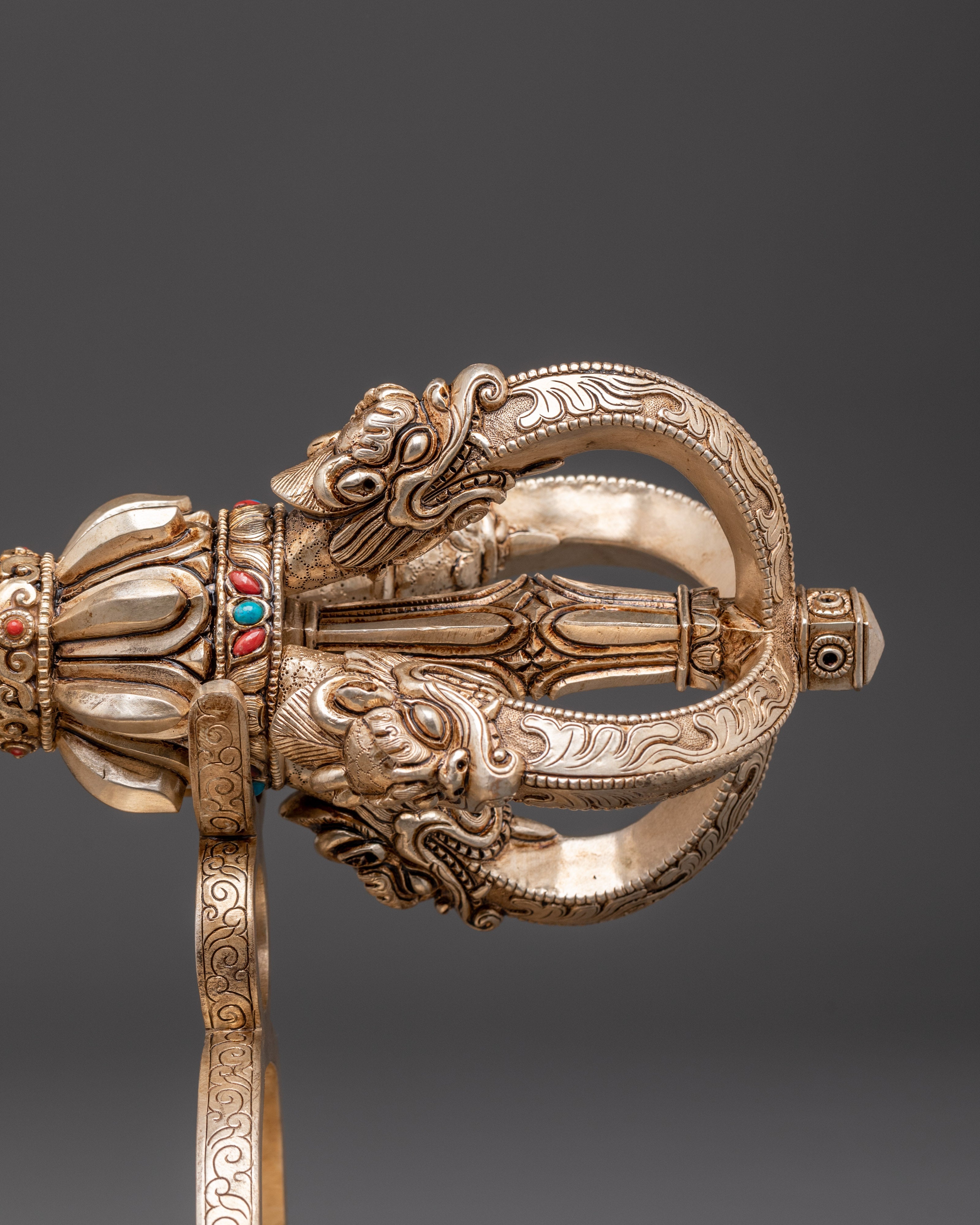 Tibetan Ritual Vajra with Stand | Symbolizes The Unity Of Wisdom And Compassion