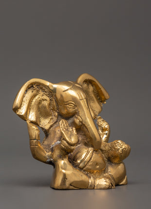 Brass Elephant Head Deity Ganesha Statue | Hindu Deity Decor for Prosperity & Good Luck