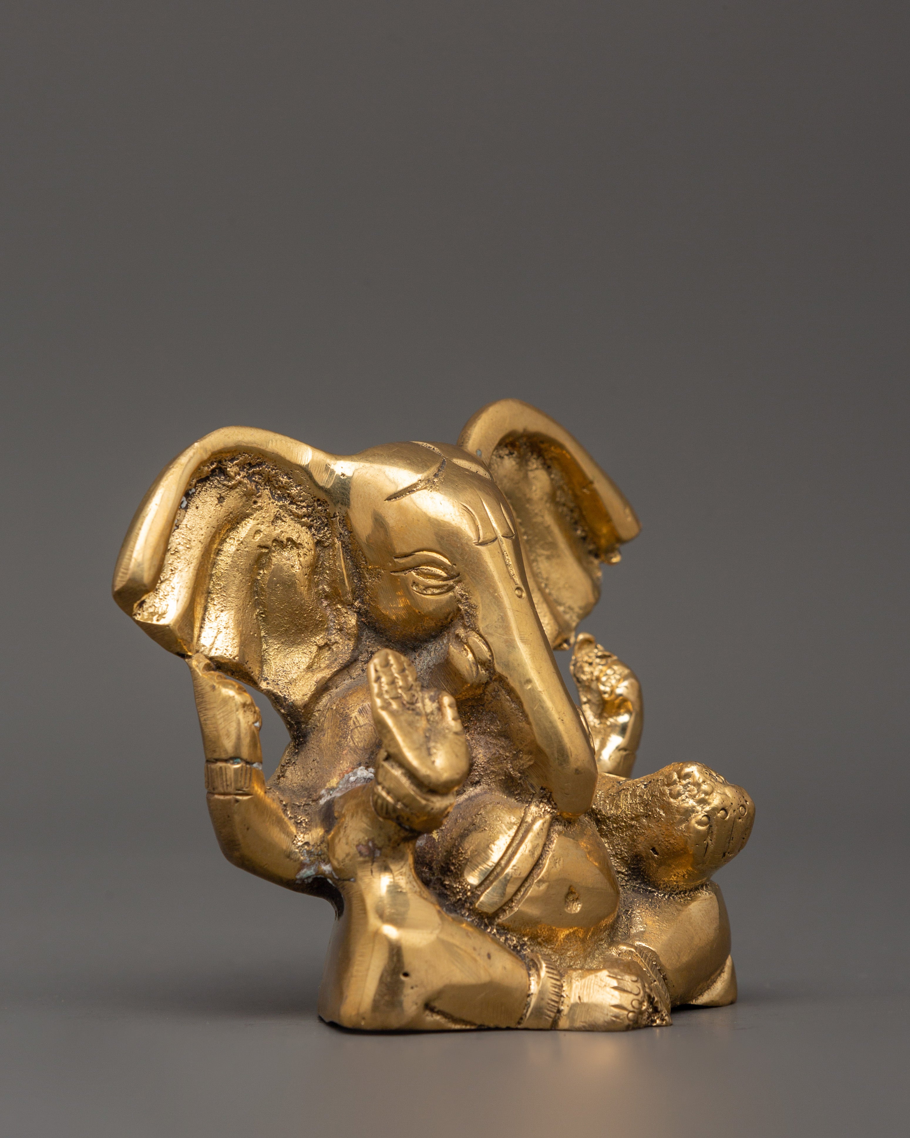 Brass Elephant Head Deity Ganesha Statue | Hindu Deity Decor for Prosperity & Good Luck